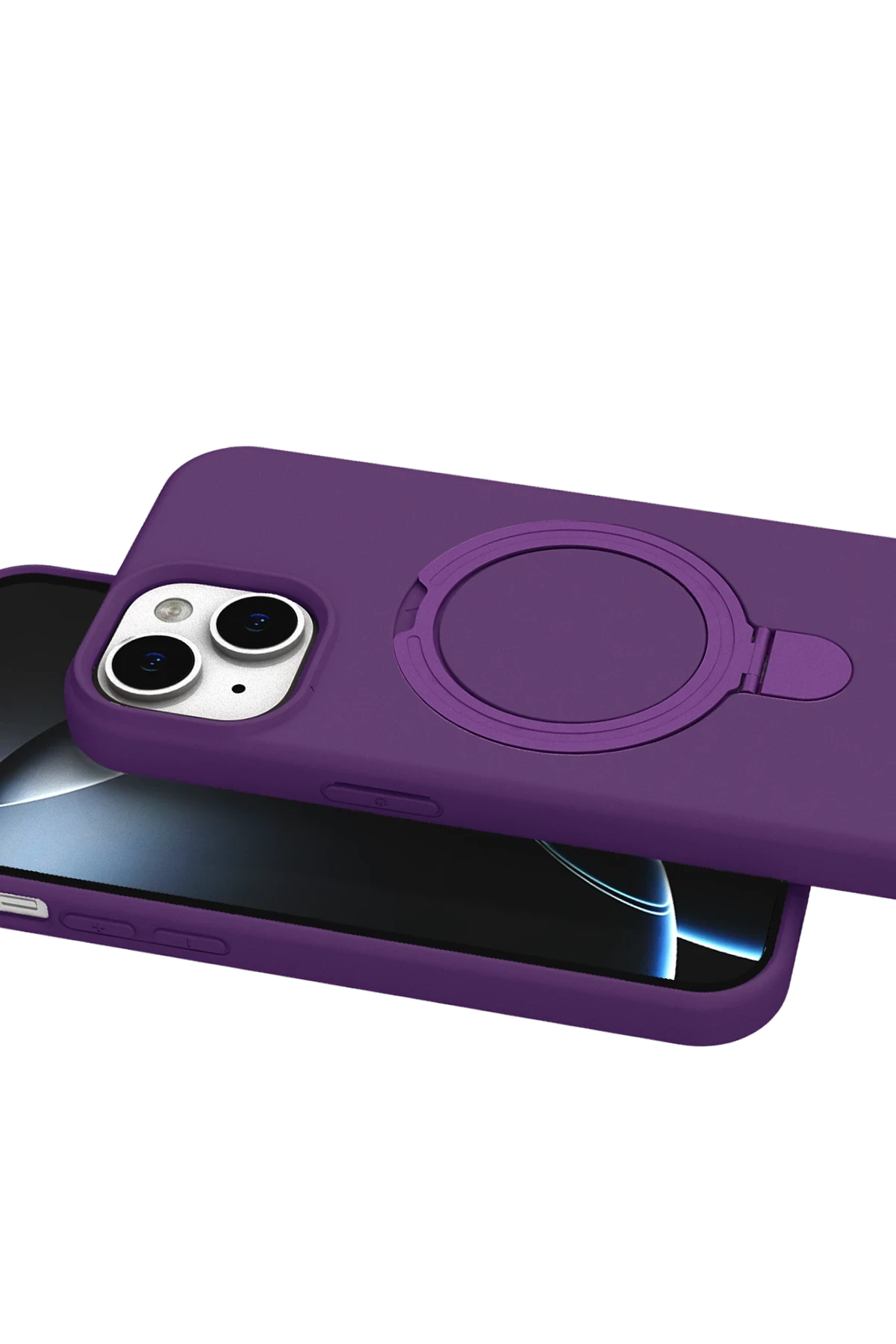 Newface Apple iPhone 15 Plus Regal Magsafe Standlı Kapak - Derin Mor