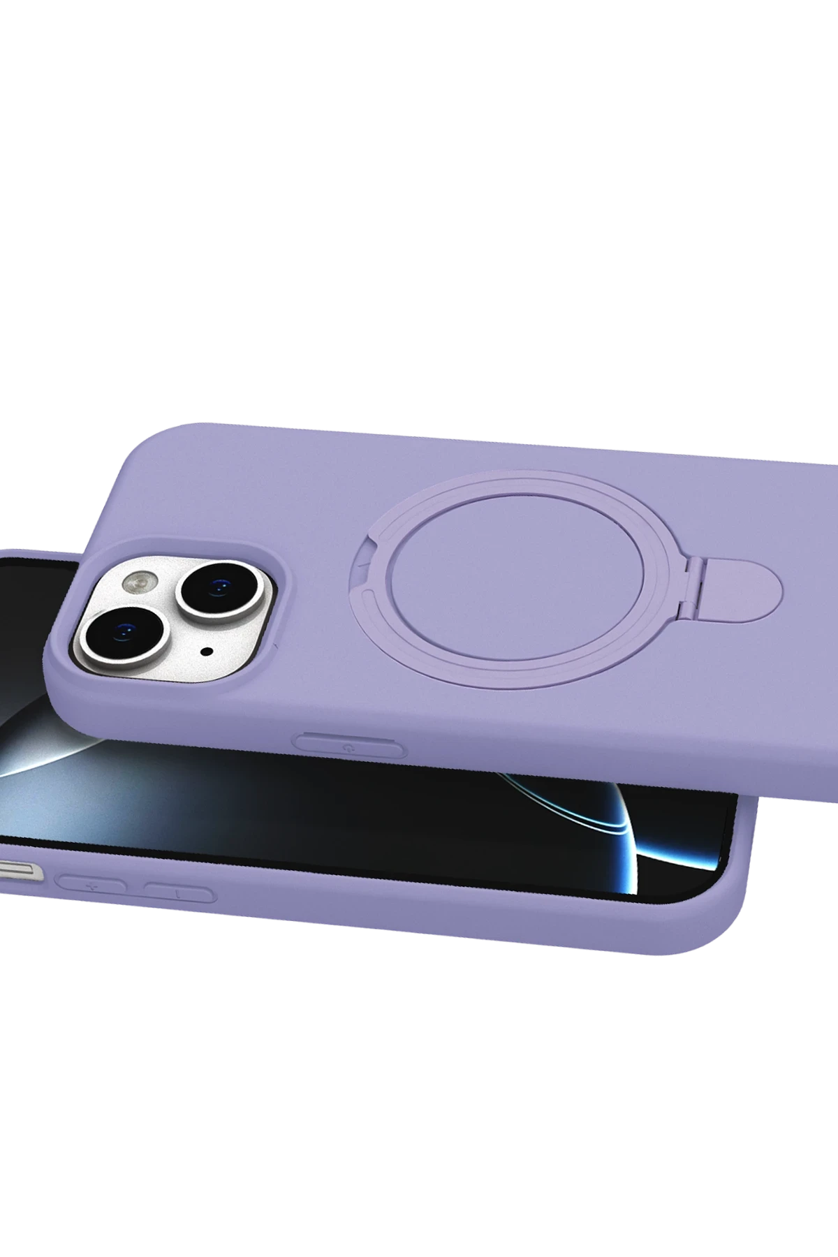 Newface Apple iPhone 15 Plus Regal Magsafe Standlı Kapak - Lila