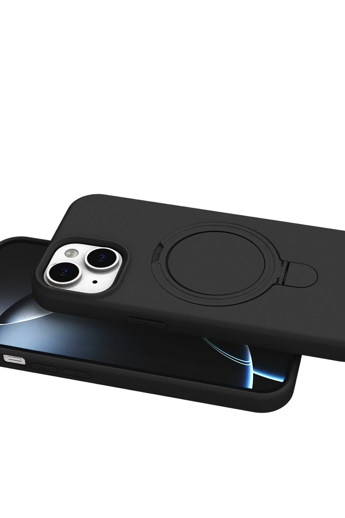 Newface Apple iPhone 15 Plus Regal Magsafe Standlı Kapak - Siyah