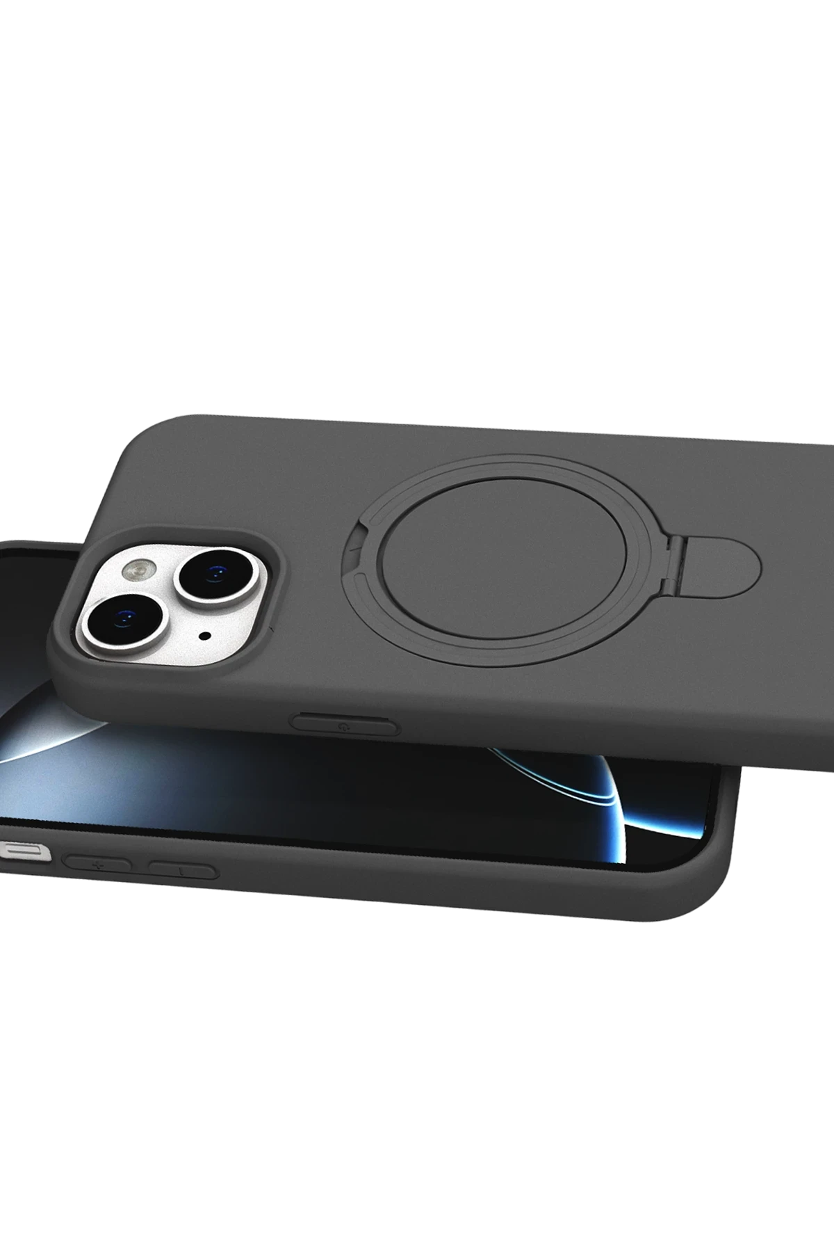 Newface Apple iPhone 15 Plus Regal Magsafe Standlı Kapak - Titan Gri