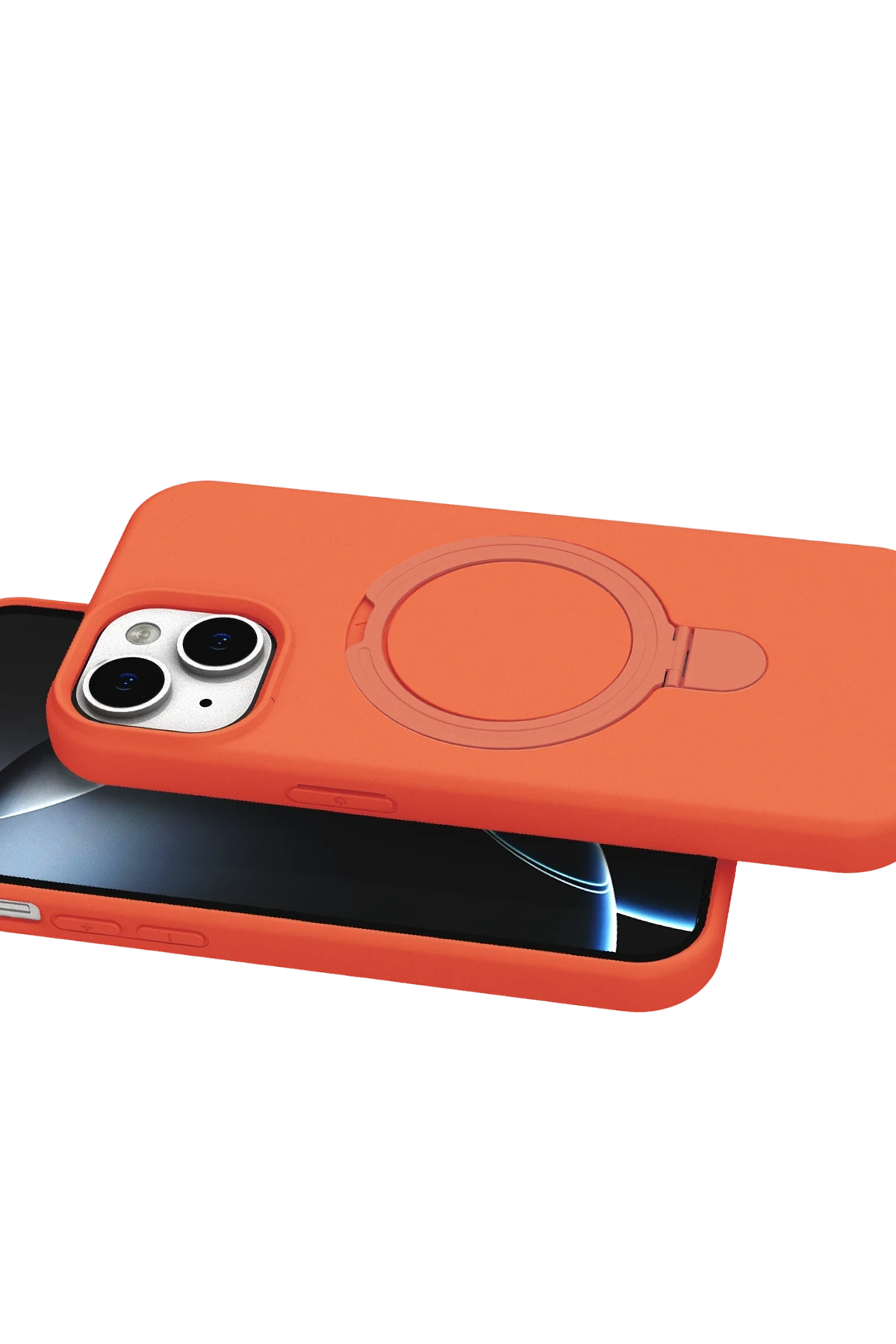 Newface Apple iPhone 15 Plus Regal Magsafe Standlı Kapak - Turuncu