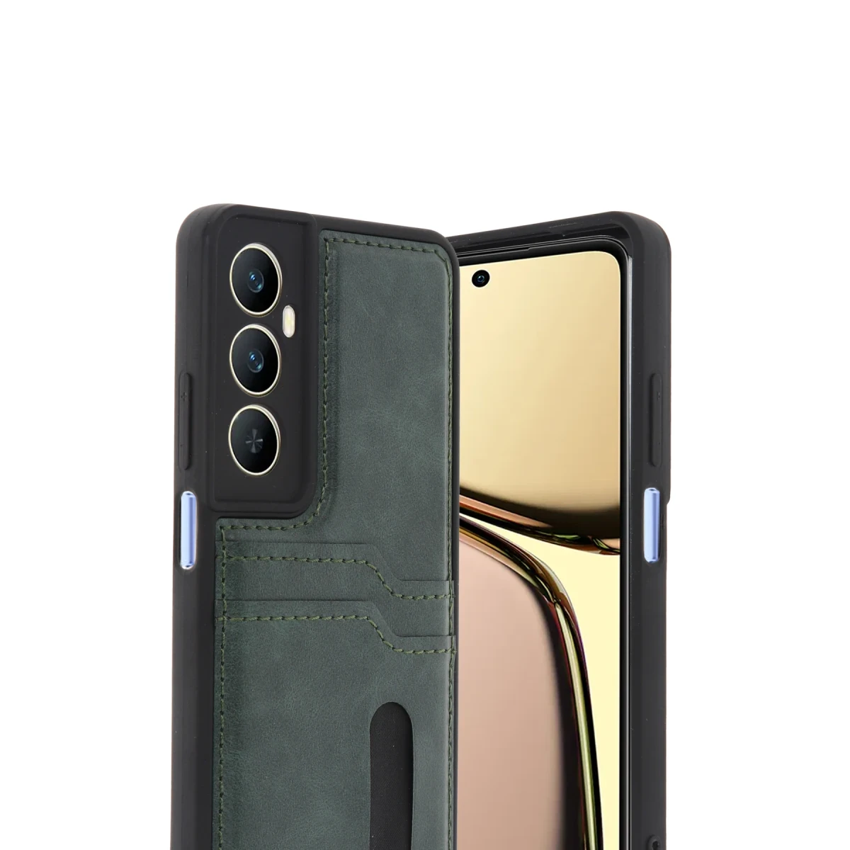 Realme C65 Sara Kartvizitli Deri Kılıf - Yeşil