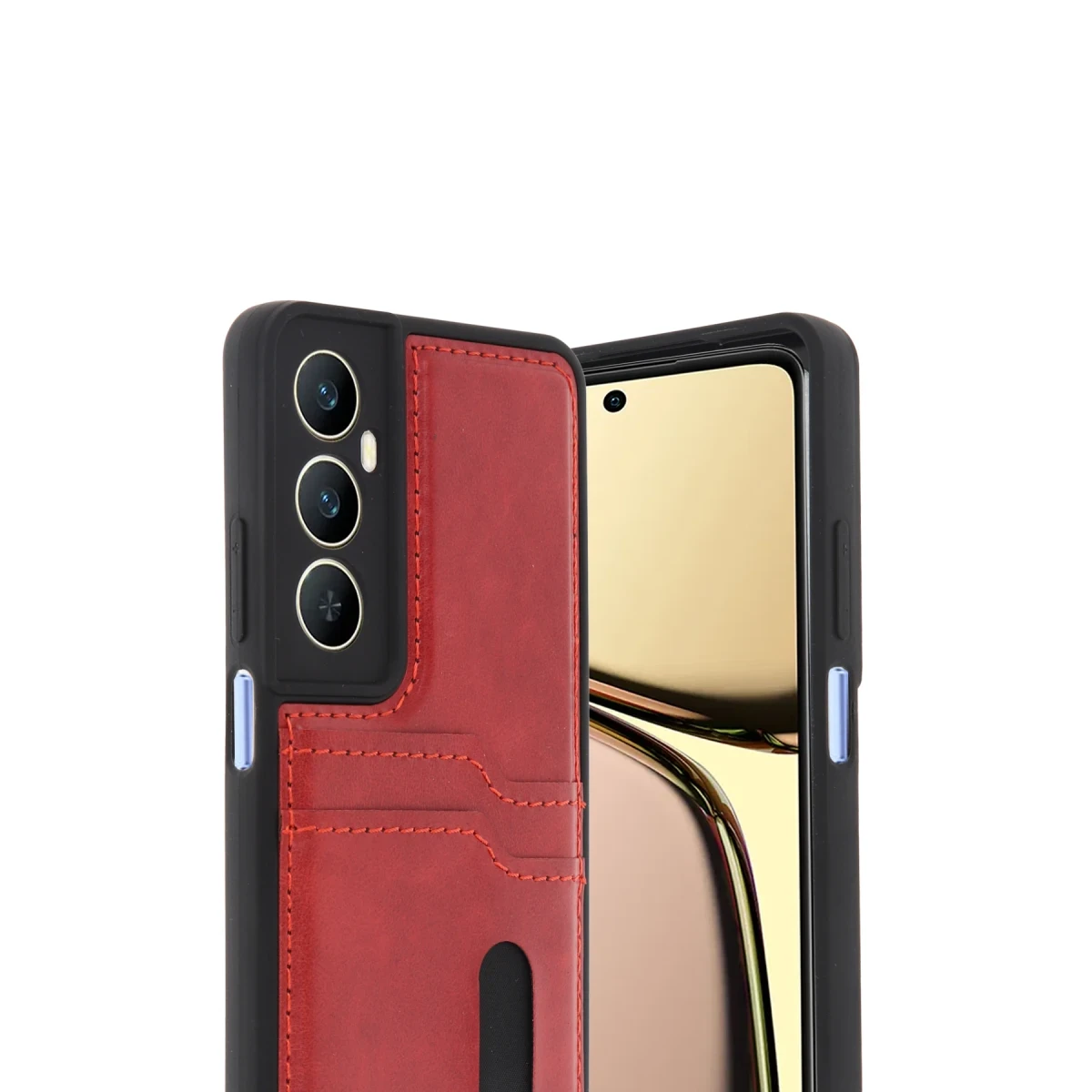 Newface Realme C65 Sara Kartvizitli Deri Kılıf - Kırmızı — görsel 5
