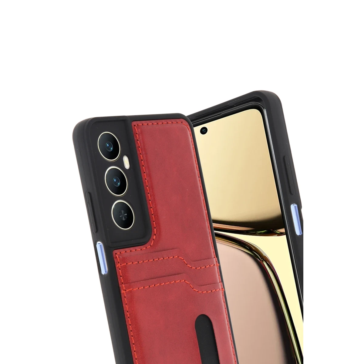 Newface Realme C65 Sara Kartvizitli Deri Kılıf - Kırmızı — görsel 6