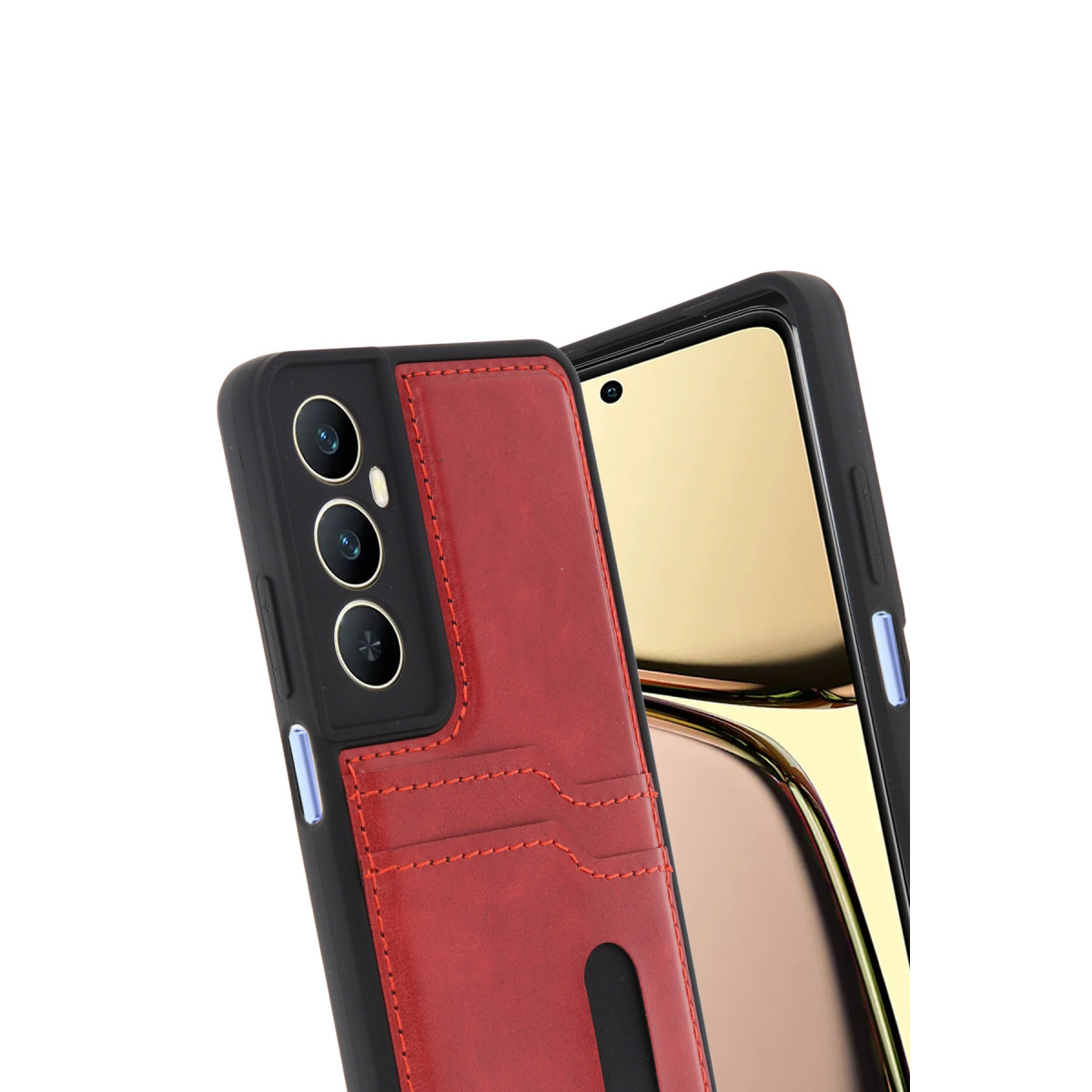 Newface Realme C65 Sara Kartvizitli Deri Kılıf - Kırmızı — görsel 9