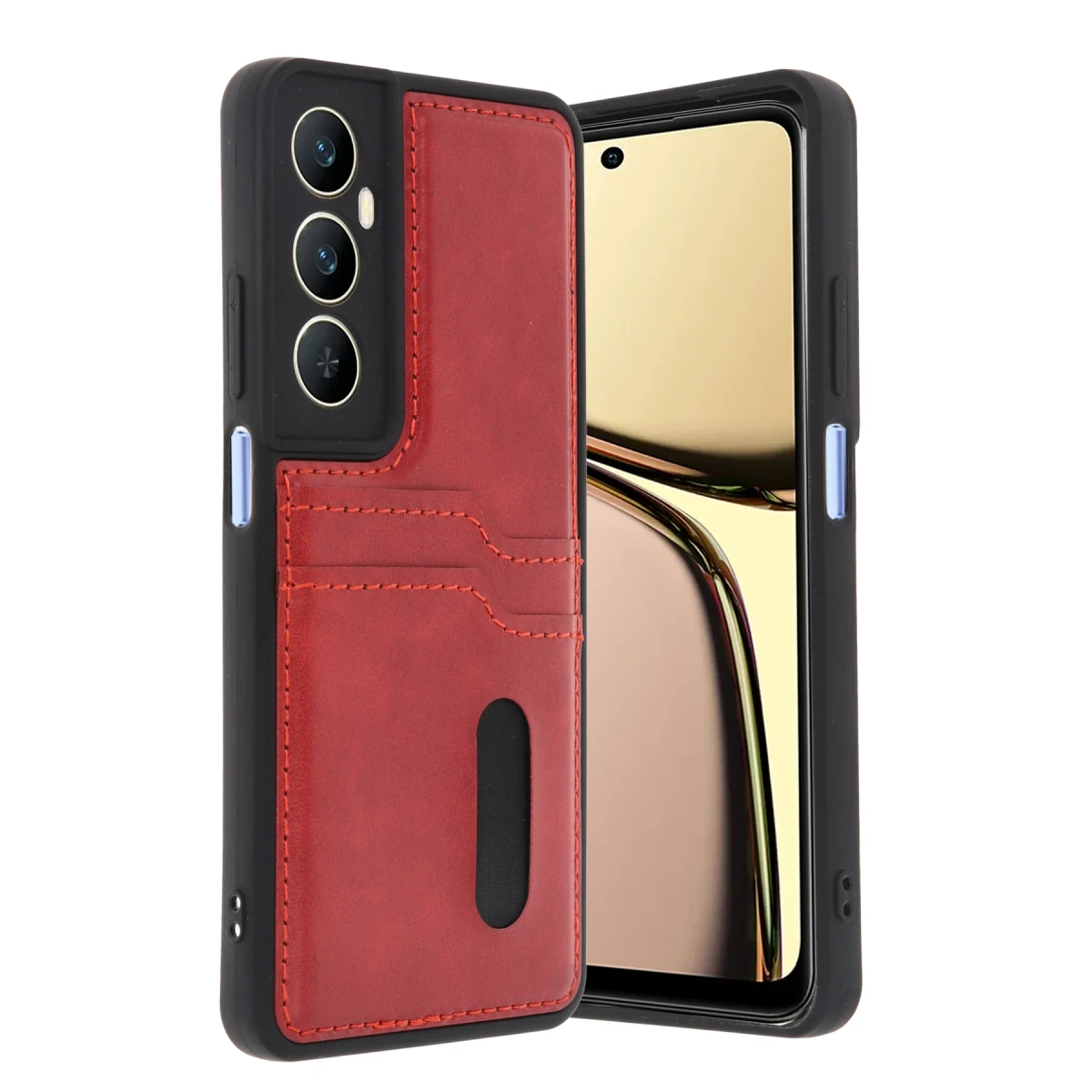 Newface Realme C65 Sara Kartvizitli Deri Kılıf - Kırmızı — görsel 4