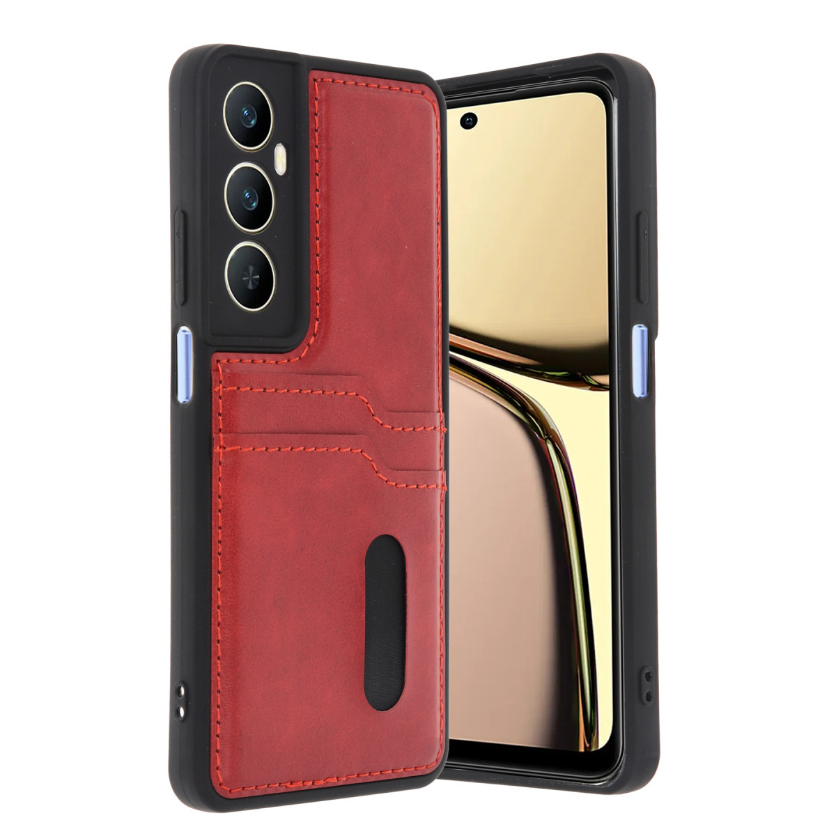 Newface Realme C65 Sara Kartvizitli Deri Kılıf - Kırmızı — görsel 7