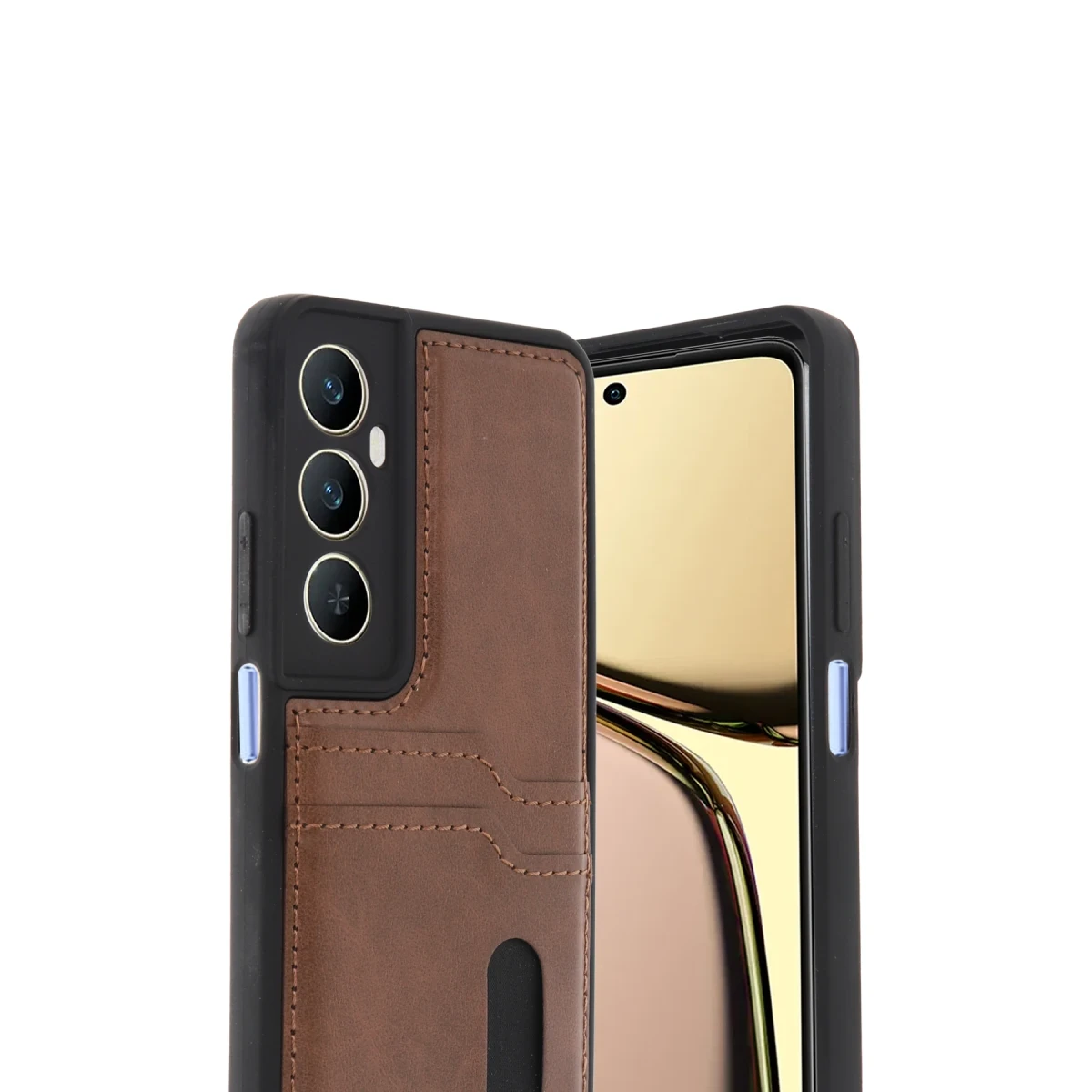 Realme C65 Sara Kartvizitli Deri Kılıf - Taba