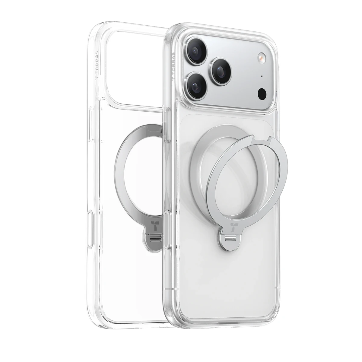 Torras Apple iPhone 17 Pro Max O Stand Spin Serisi Magsafe Kılıf - Şeffaf