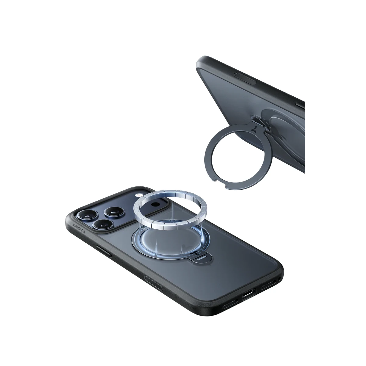 Torras Apple iPhone 17 Pro Max O Stand Spin Serisi Magsafe Kılıf - Siyah