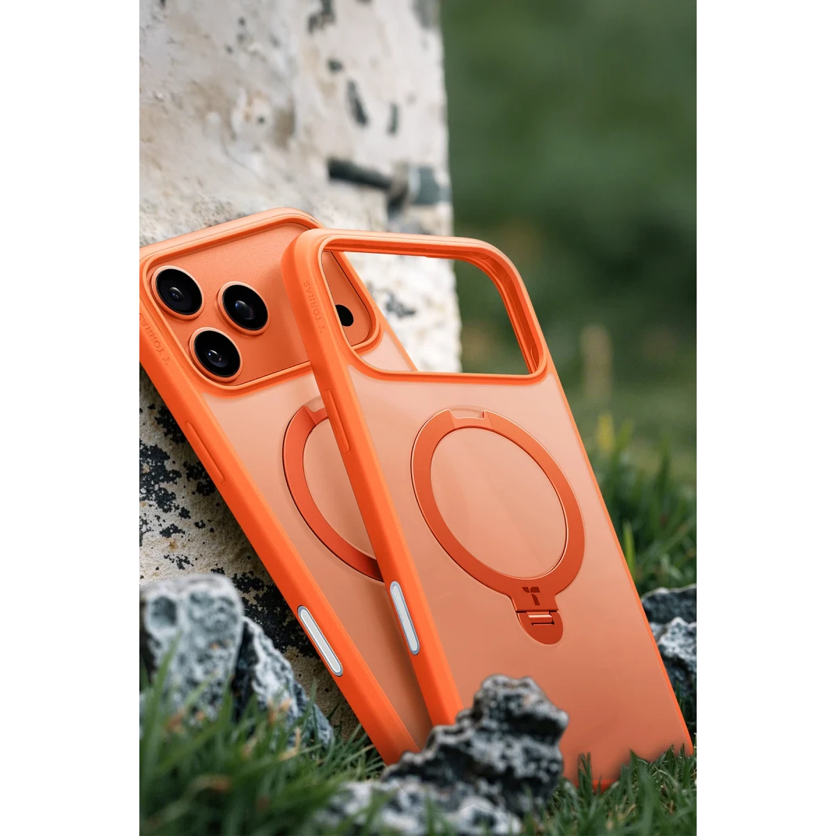 Torras Apple iPhone 17 Pro Max O Stand Spin Serisi Magsafe Kılıf - Turuncu