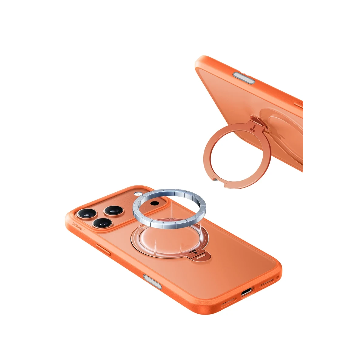 Torras Apple iPhone 17 Pro Max O Stand Spin Serisi Magsafe Kılıf - Turuncu