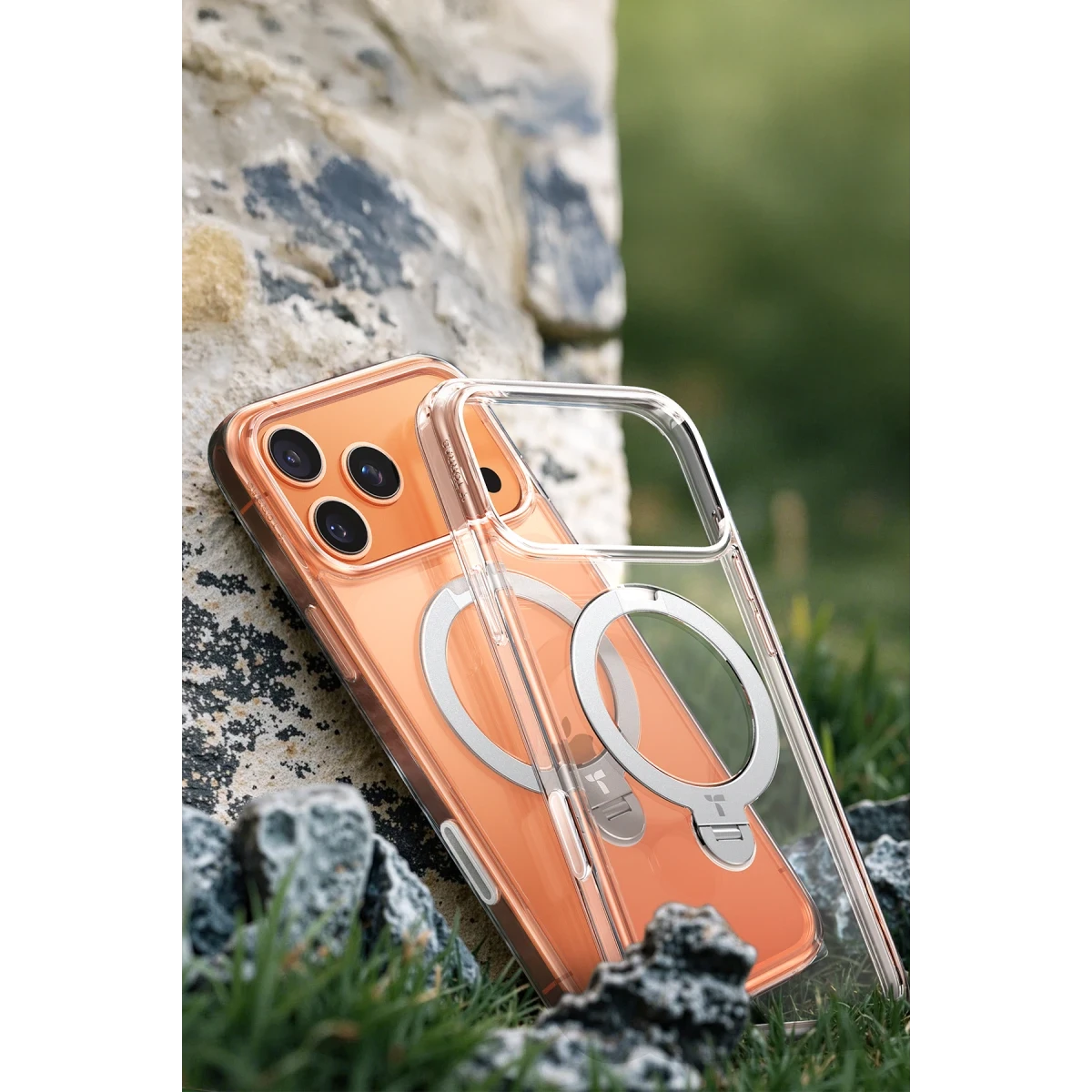 Torras Apple iPhone 17 Pro O Stand Spin Serisi Magsafe Kılıf - Şeffaf