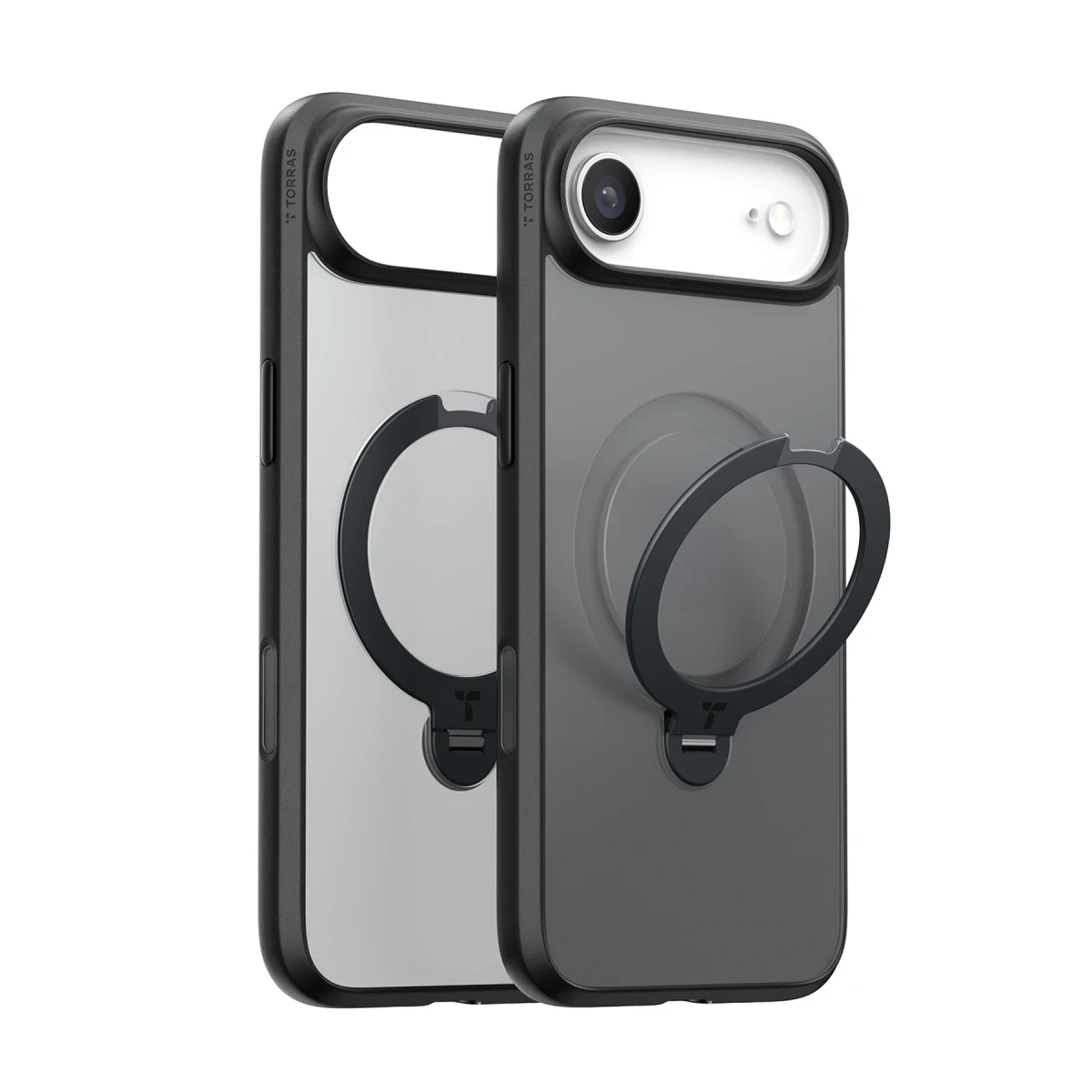Torras Apple iPhone 17 Air O Stand Spin Serisi Magsafe Kılıf - Siyah
