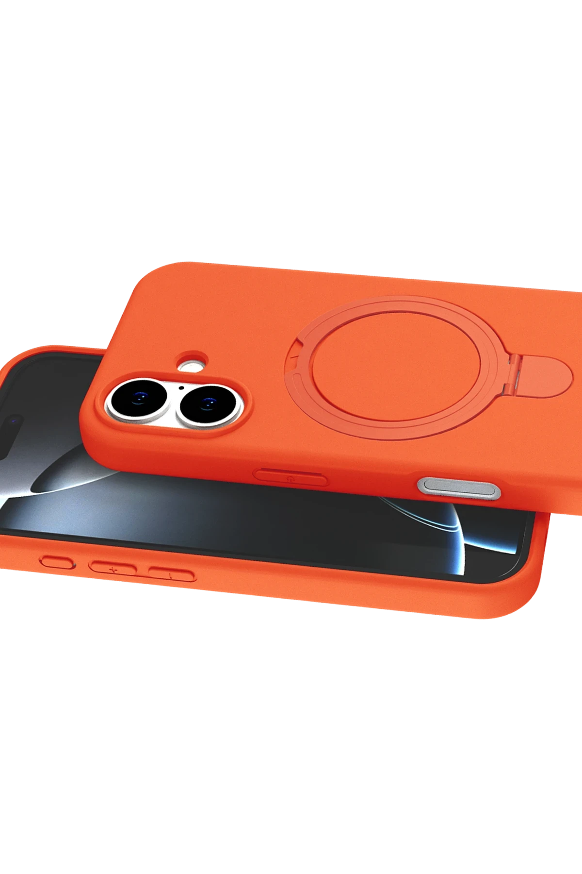 Newface Apple iPhone 16 Plus Regal Magsafe Standlı Kapak - Turuncu