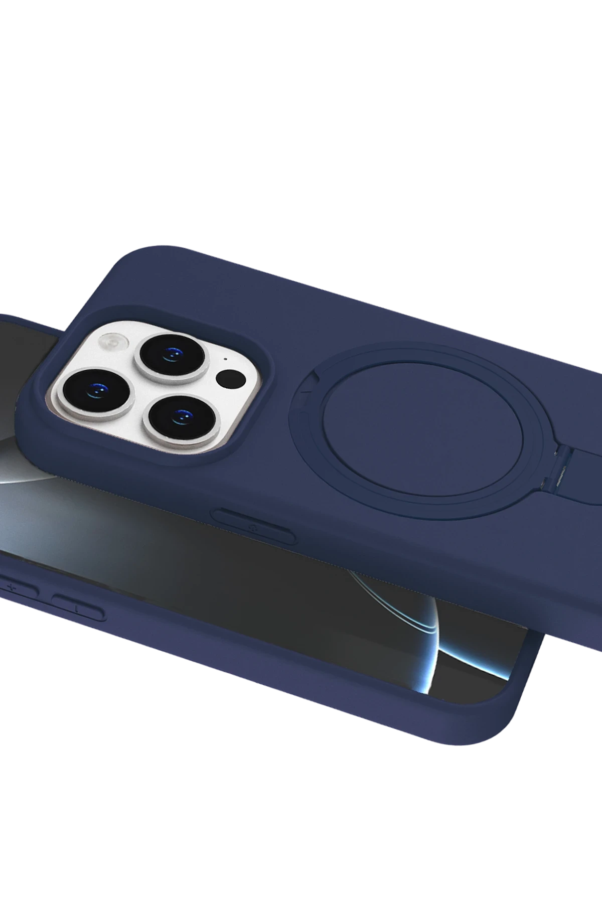 Newface Apple iPhone 14 Pro Max Regal Magsafe Standlı Kapak - Lacivert