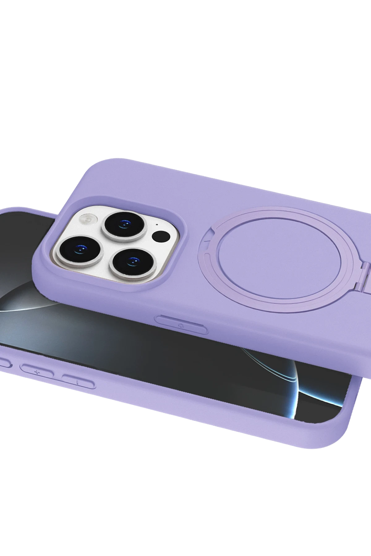 Newface Apple iPhone 14 Pro Max Regal Magsafe Standlı Kapak - Lila