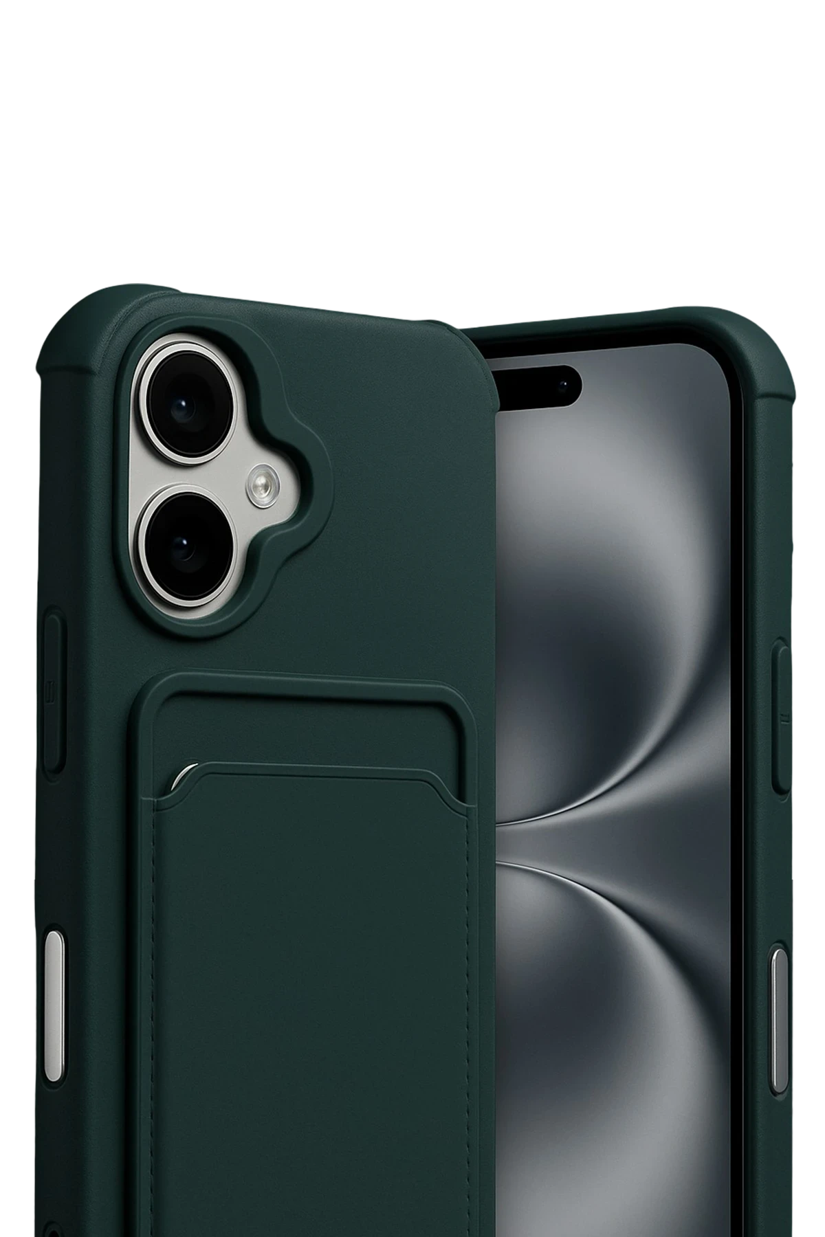 Newface Apple iPhone 17 Kelvin Kartvizitli Silikon - Koyu Yeşil