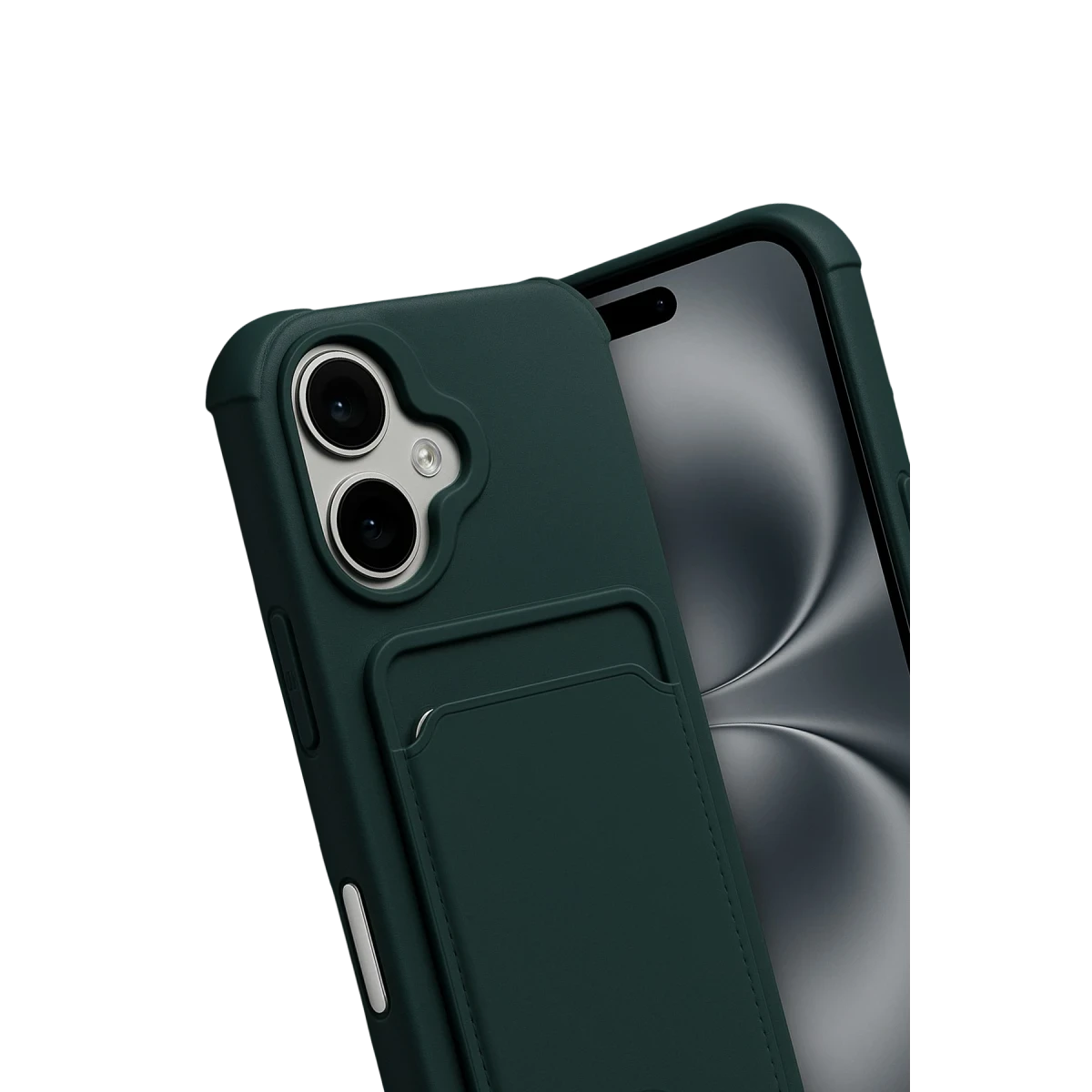 Newface Apple iPhone 17 Kelvin Kartvizitli Silikon - Koyu Yeşil