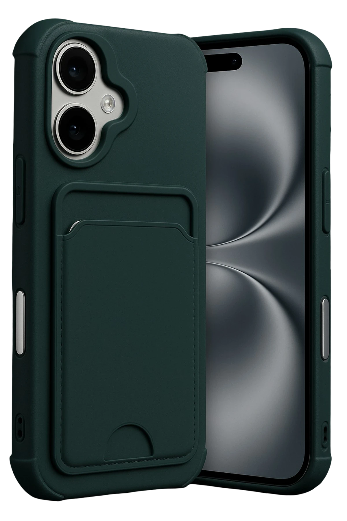 Newface Apple iPhone 17 Kelvin Kartvizitli Silikon - Koyu Yeşil