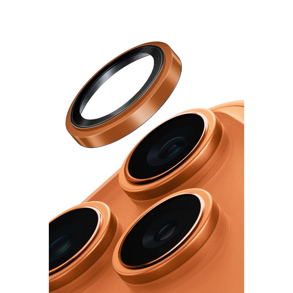 Uniq Apple iPhone 17 Pro Max Optix Çelik Çerçeveli Sapphire Kamera Lens Koruyucu - Turuncu