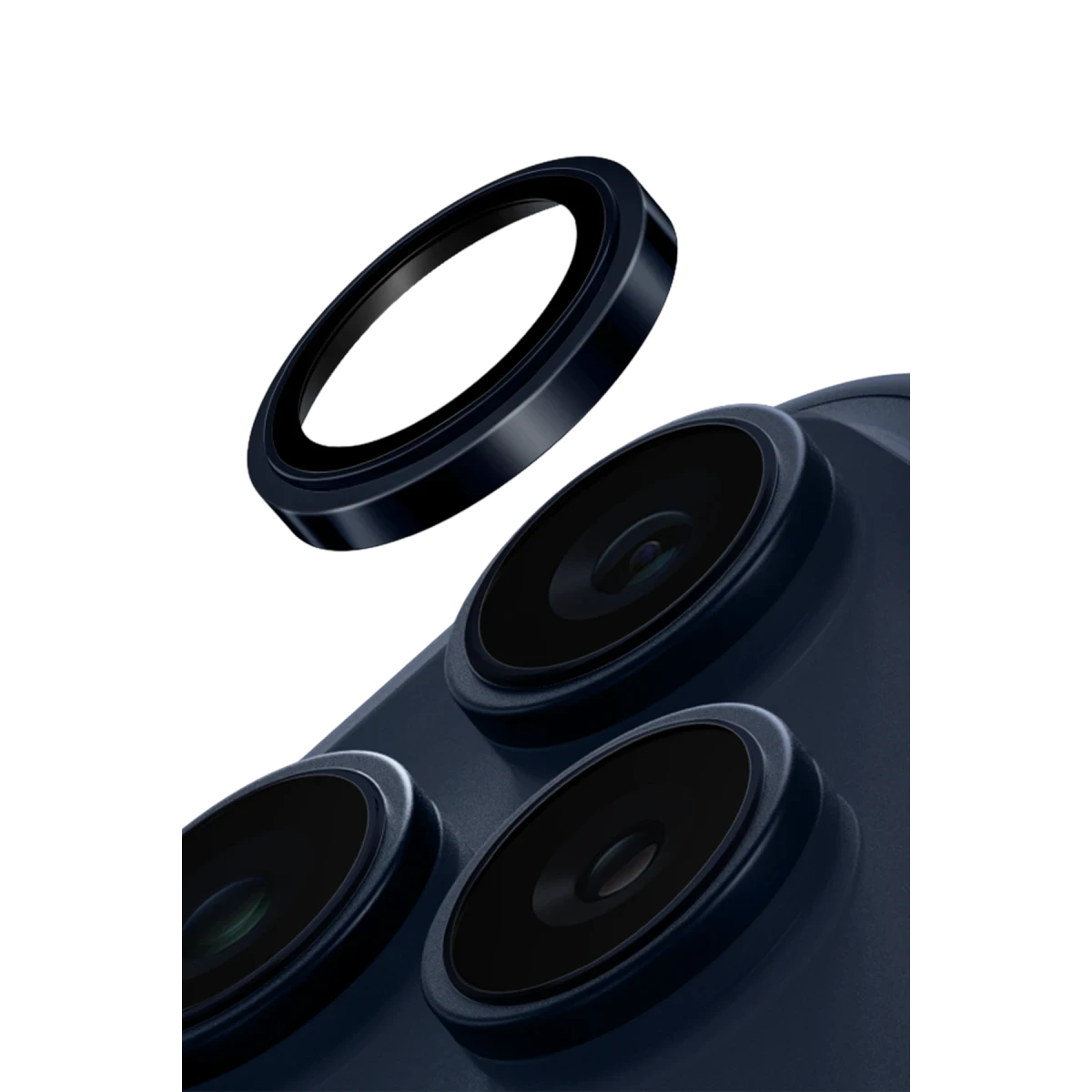 Uniq Apple iPhone 17 Pro Max Optix Çelik Çerçeveli Sapphire Kamera Lens Koruyucu - Lacivert