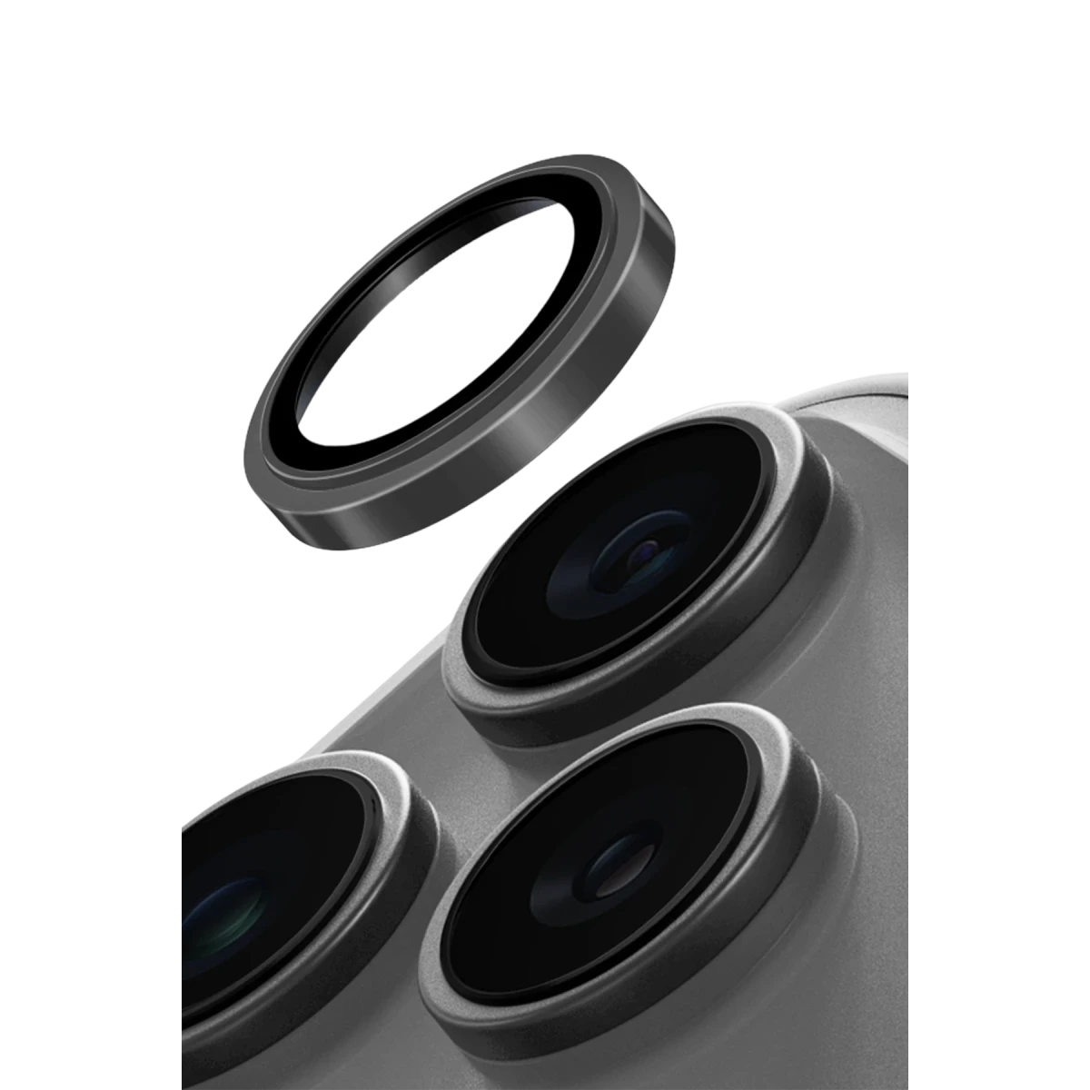Uniq Apple iPhone 17 Pro Max Optix Çelik Çerçeveli Sapphire Kamera Lens Koruyucu - Gri