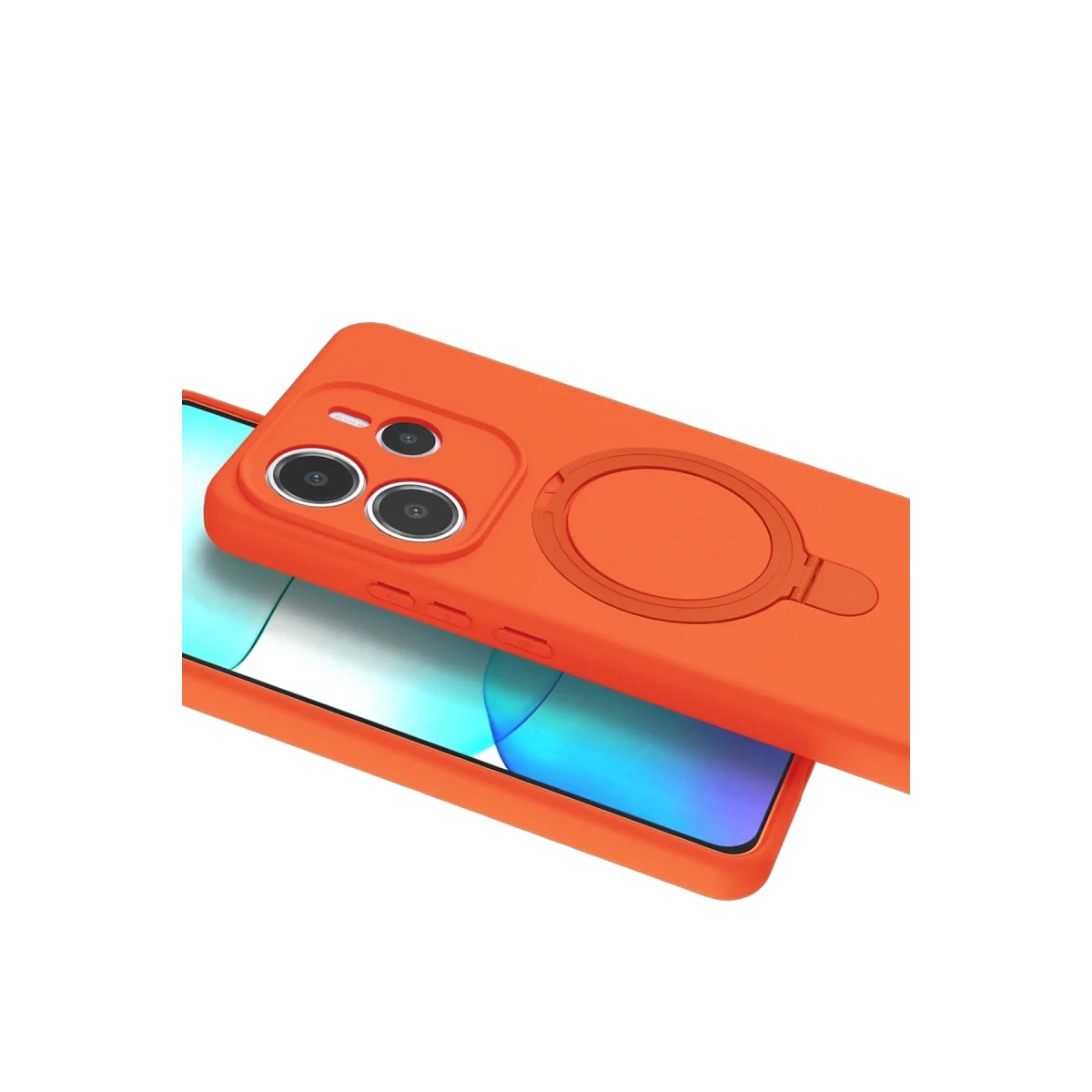 Newface Xiaomi Redmi Note 14 4G Regal Magsafe Standlı Kapak - Turuncu