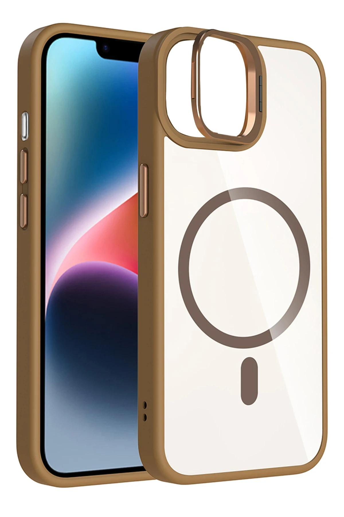 Joko Apple iPhone 11 Remim Lensli Magsafe Standlı Kapak - Kahverengi