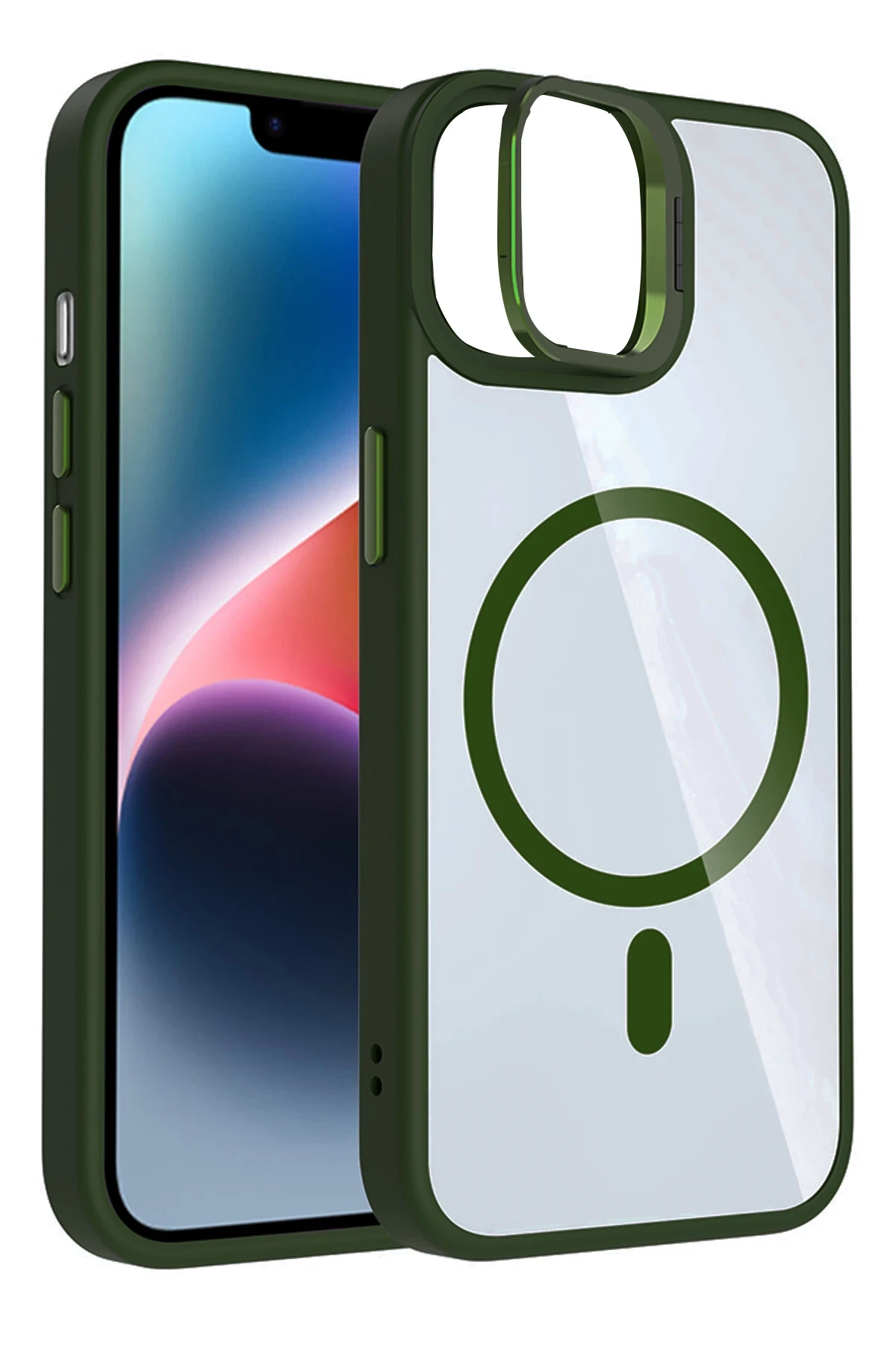 Joko Apple iPhone 11 Remim Lensli Magsafe Standlı Kapak - Koyu Yeşil