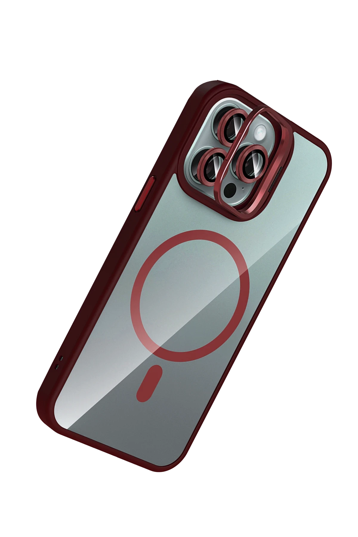 Joko Apple iPhone 14 Pro Max Remim Lensli Magsafe Standlı Kapak - Bordo