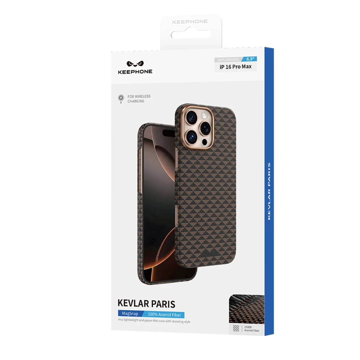 Keephone Apple iPhone 16 Pro Max Kevlar Paris Magsafe Kapak - Mavi