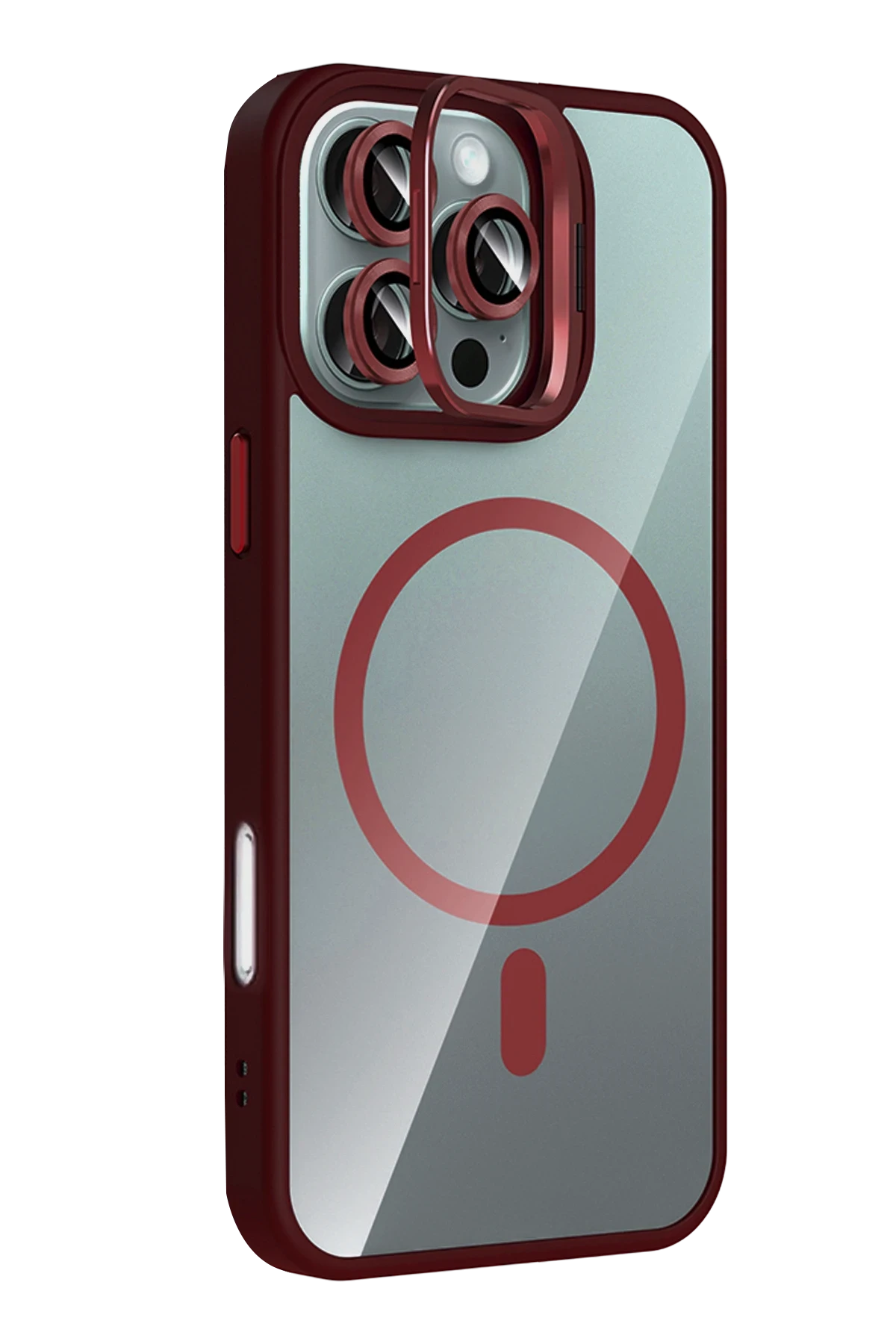Joko Apple iPhone 16 Pro Max Remim Lensli Magsafe Standlı Kapak - Bordo
