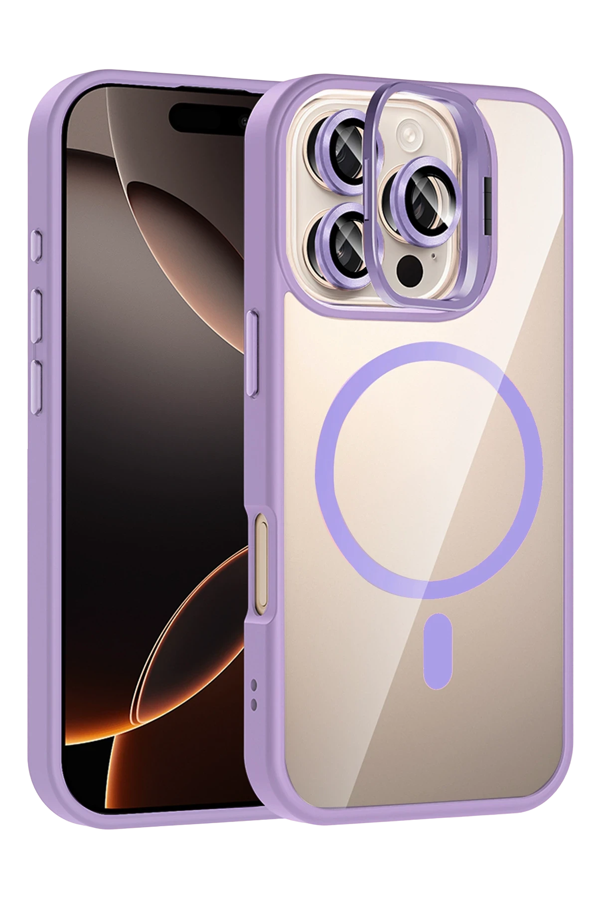 Joko Apple iPhone 16 Pro Remim Lensli Magsafe Standlı Kapak - Lila