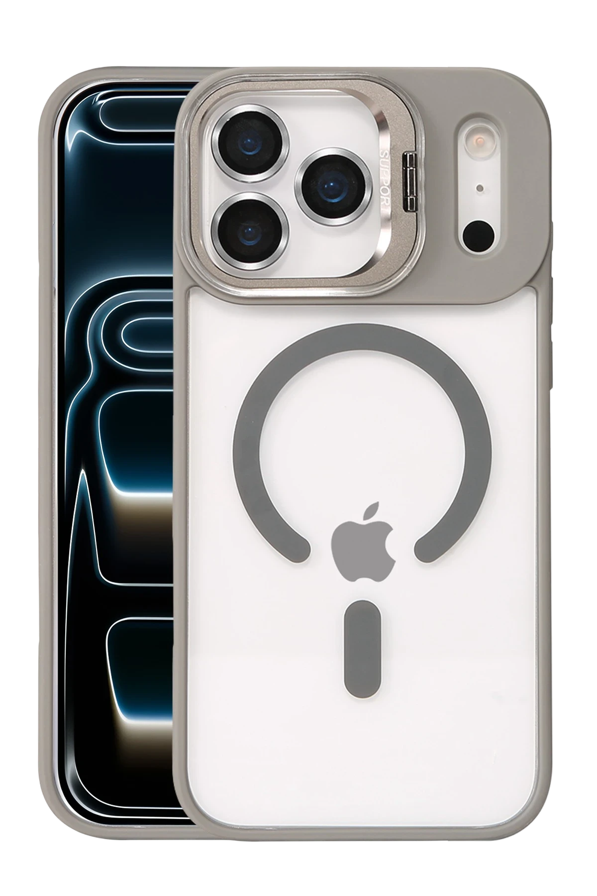 Joko Apple iPhone 17 Pro Max Remim Lensli Magsafe Standlı Kapak - Titan Gri