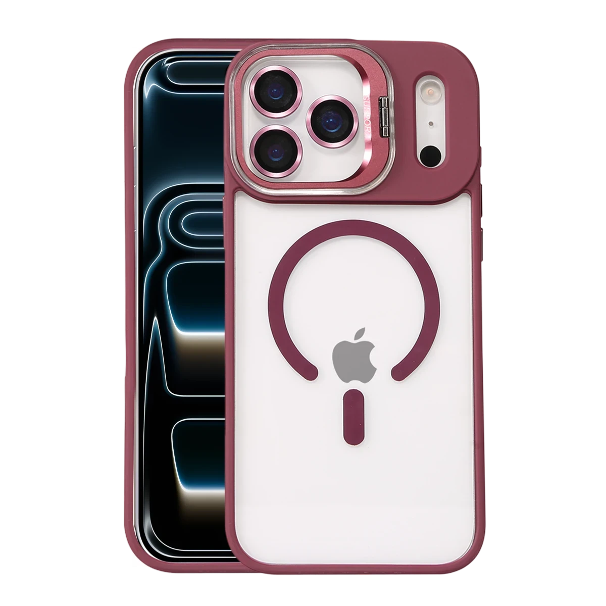 Joko Apple iPhone 17 Pro Max Remim Lensli Magsafe Standlı Kapak - Bordo — görsel 4