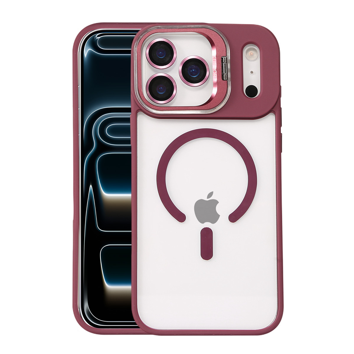 Joko Apple iPhone 17 Pro Max Remim Lensli Magsafe Standlı Kapak - Bordo — görsel 7