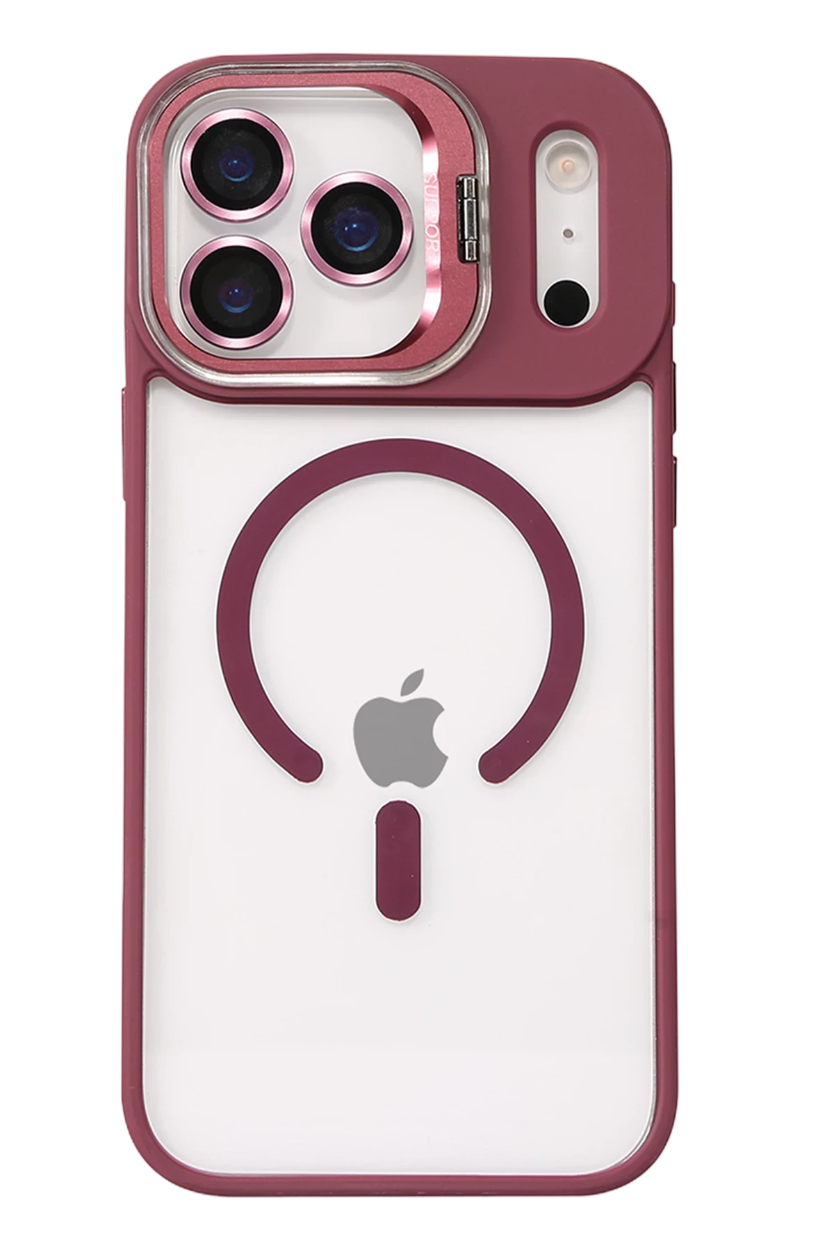 Joko Apple iPhone 17 Pro Max Remim Lensli Magsafe Standlı Kapak - Bordo