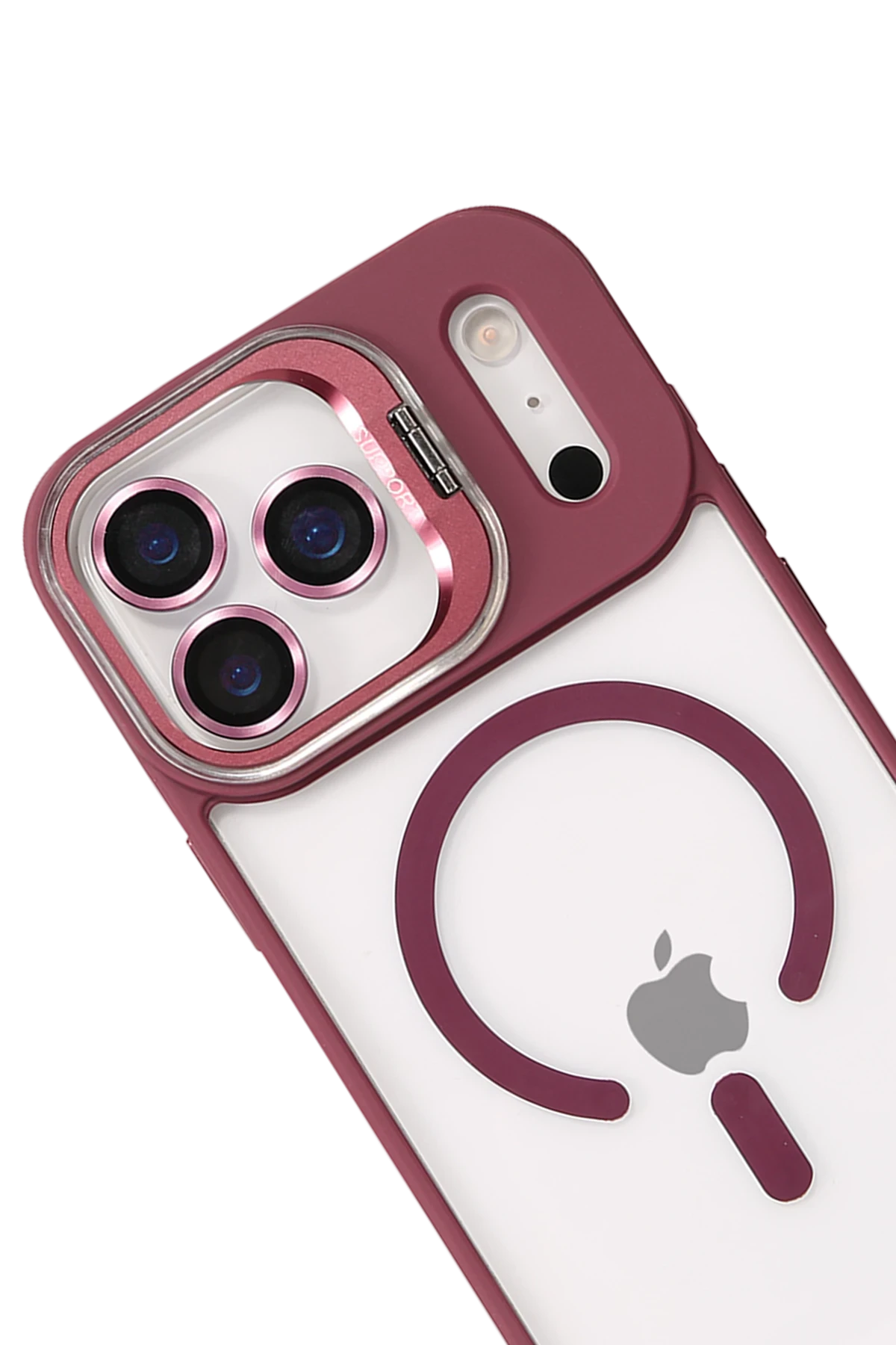 Joko Apple iPhone 17 Pro Max Remim Lensli Magsafe Standlı Kapak - Bordo