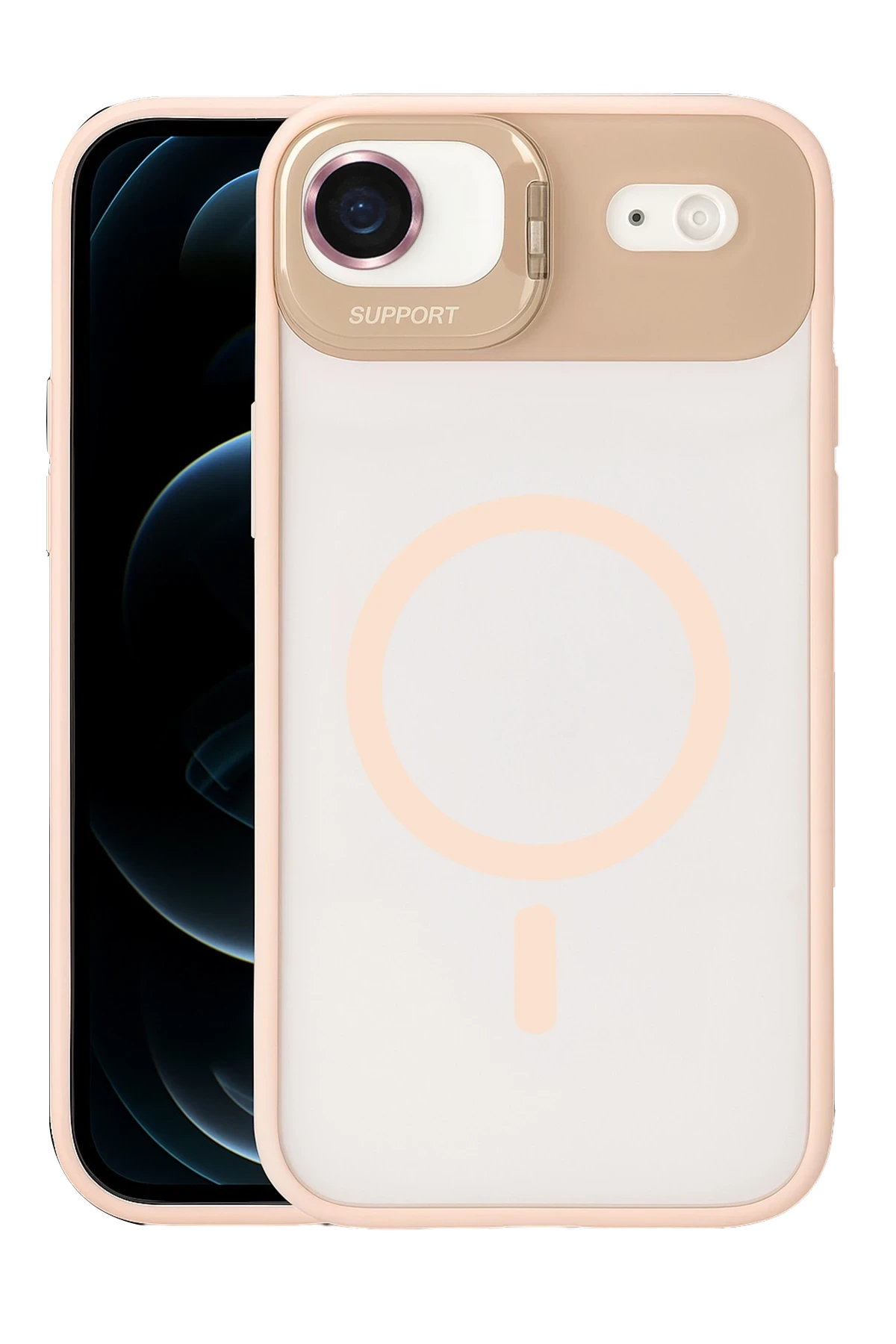 Joko Apple iPhone 17 Air Remim Lensli Magsafe Standlı Kapak - Pembe