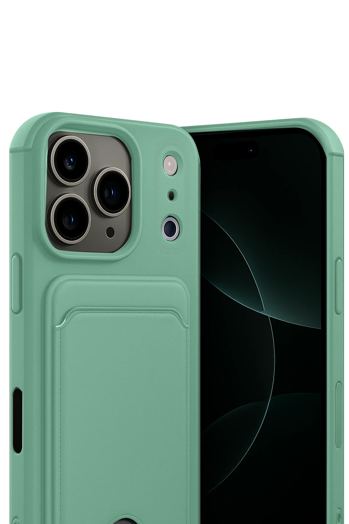 Newface Apple iPhone 17 Pro Max Kelvin Kartvizitli Silikon - Açık Yeşil