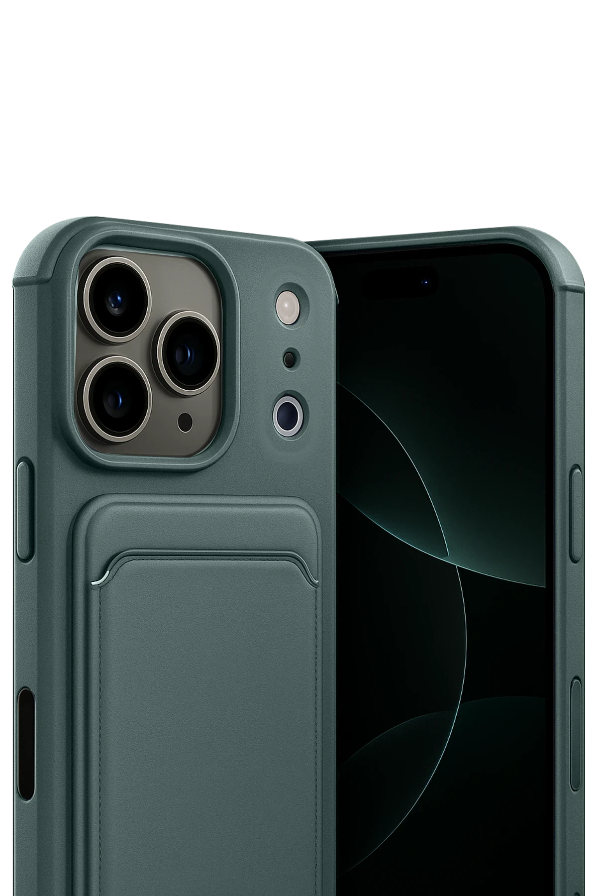 Newface Apple iPhone 17 Pro Max Kelvin Kartvizitli Silikon - Koyu Yeşil