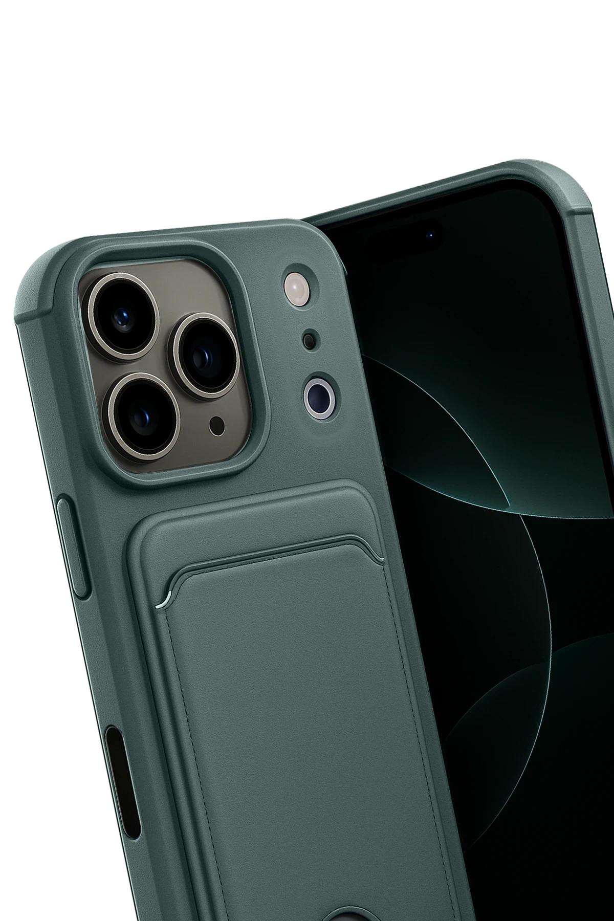 Newface Apple iPhone 17 Pro Max Kelvin Kartvizitli Silikon - Koyu Yeşil
