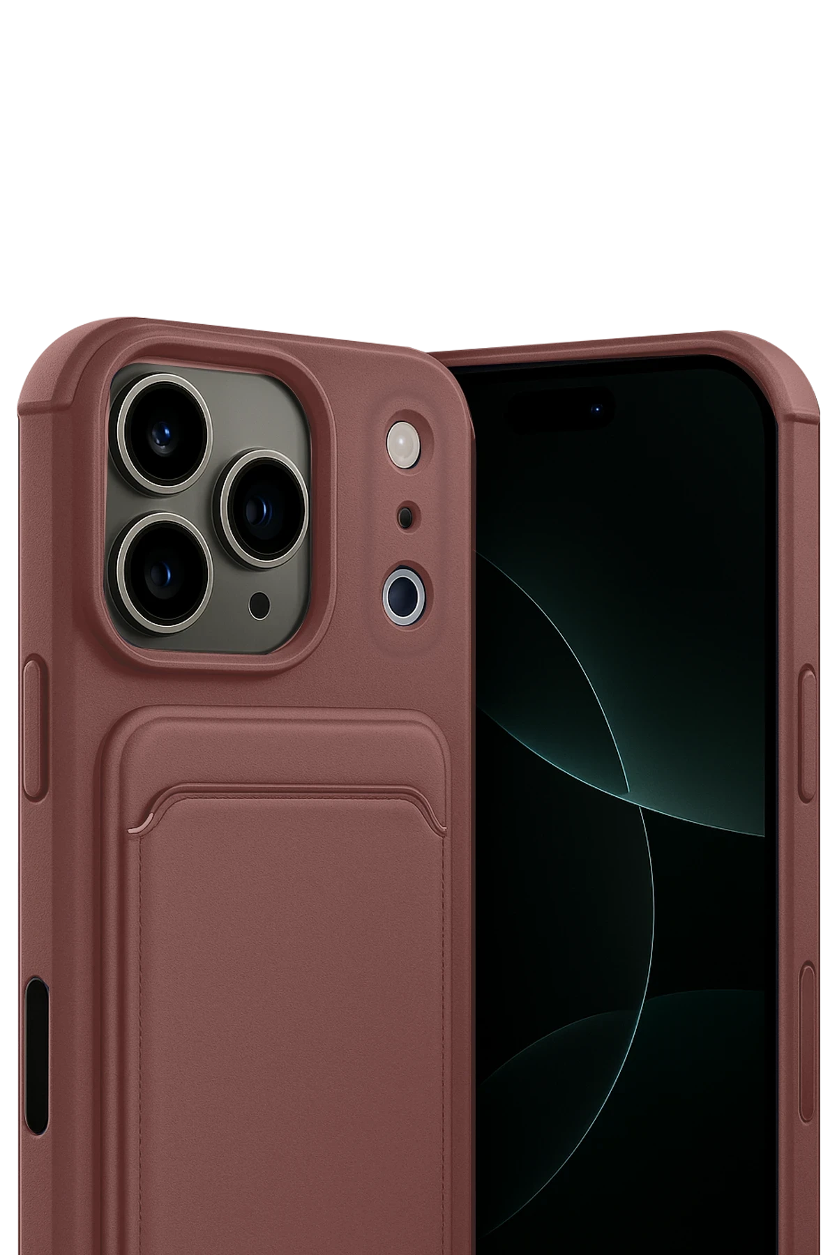 Newface Apple iPhone 17 Pro Max Kelvin Kartvizitli Silikon - Bordo