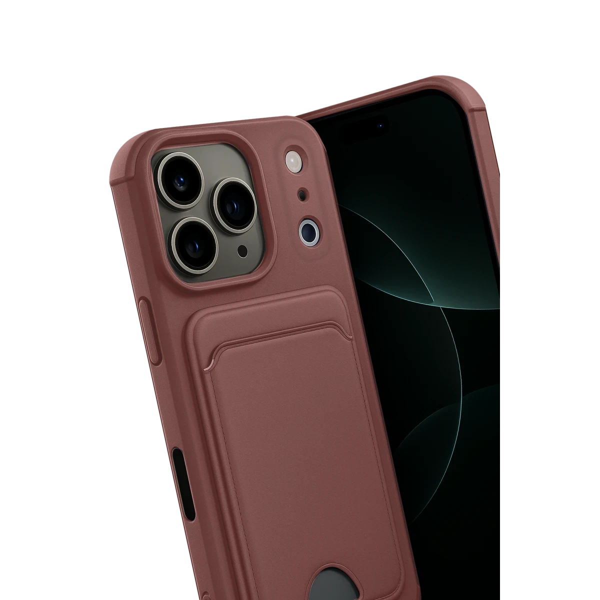 Newface Apple iPhone 17 Pro Max Kelvin Kartvizitli Silikon - Bordo