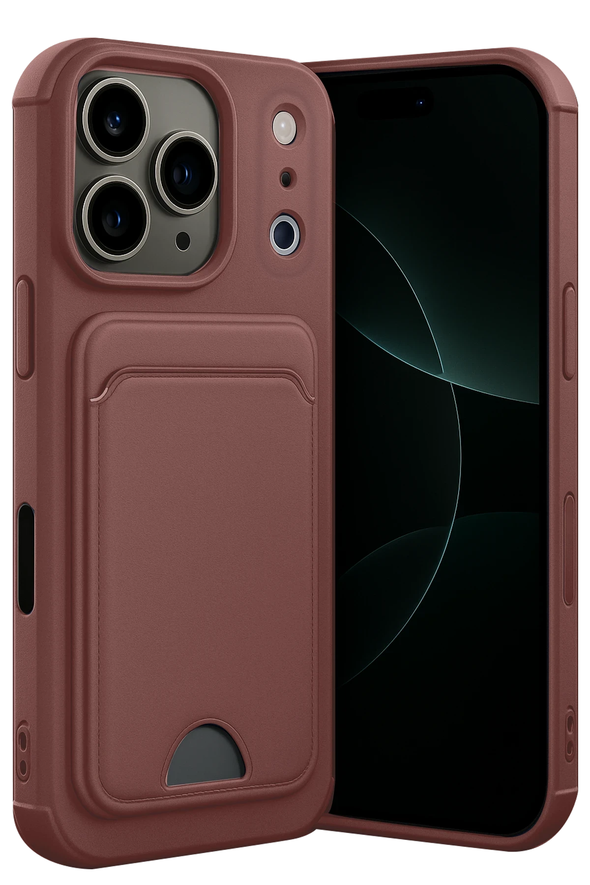Newface Apple iPhone 17 Pro Max Kelvin Kartvizitli Silikon - Bordo