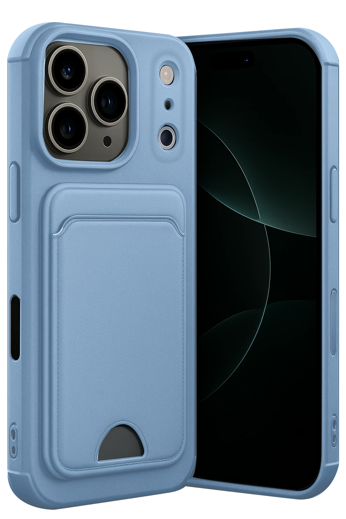 Newface Apple iPhone 17 Pro Max Kelvin Kartvizitli Silikon - Mavi