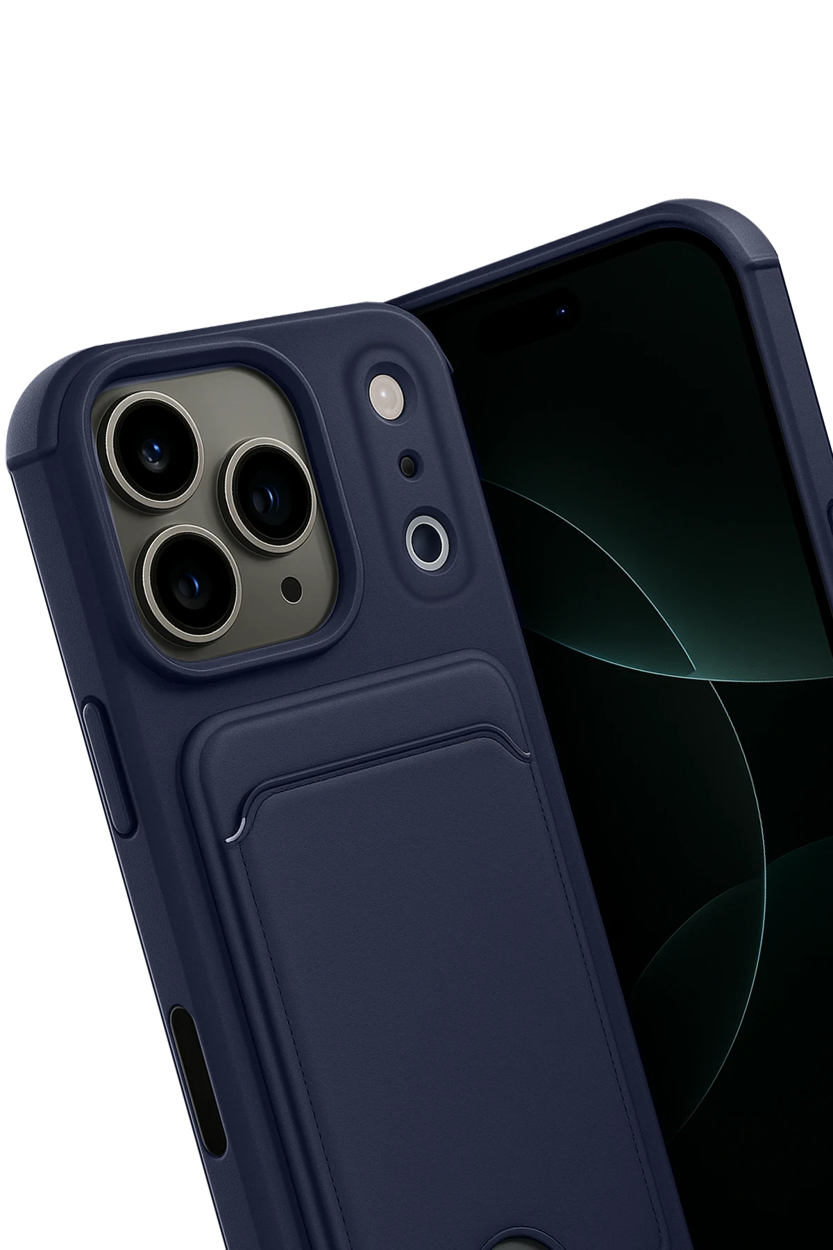 Newface Apple iPhone 17 Pro Kelvin Kartvizitli Silikon - Lacivert