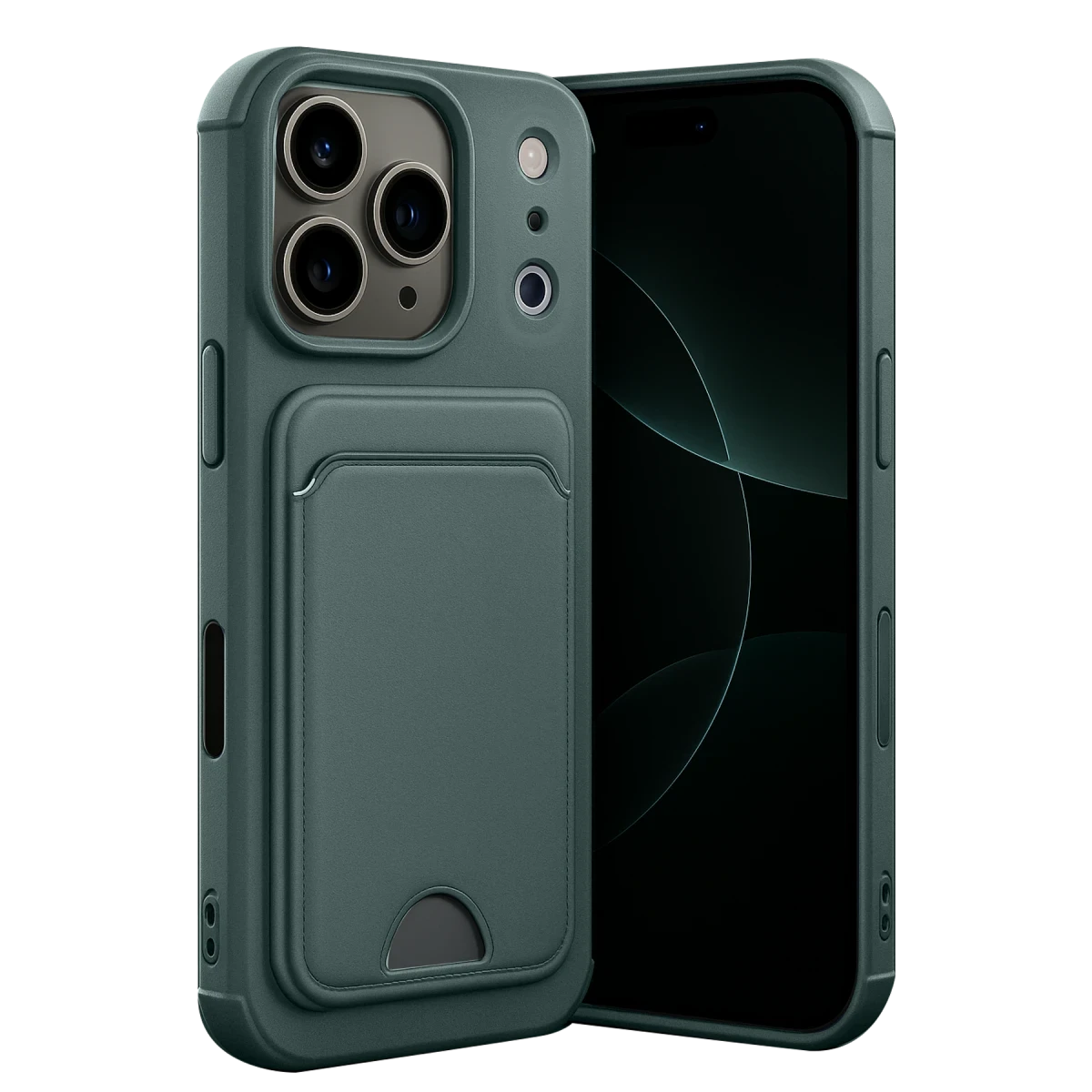 Newface Apple iPhone 17 Pro Kelvin Kartvizitli Silikon - Koyu Yeşil