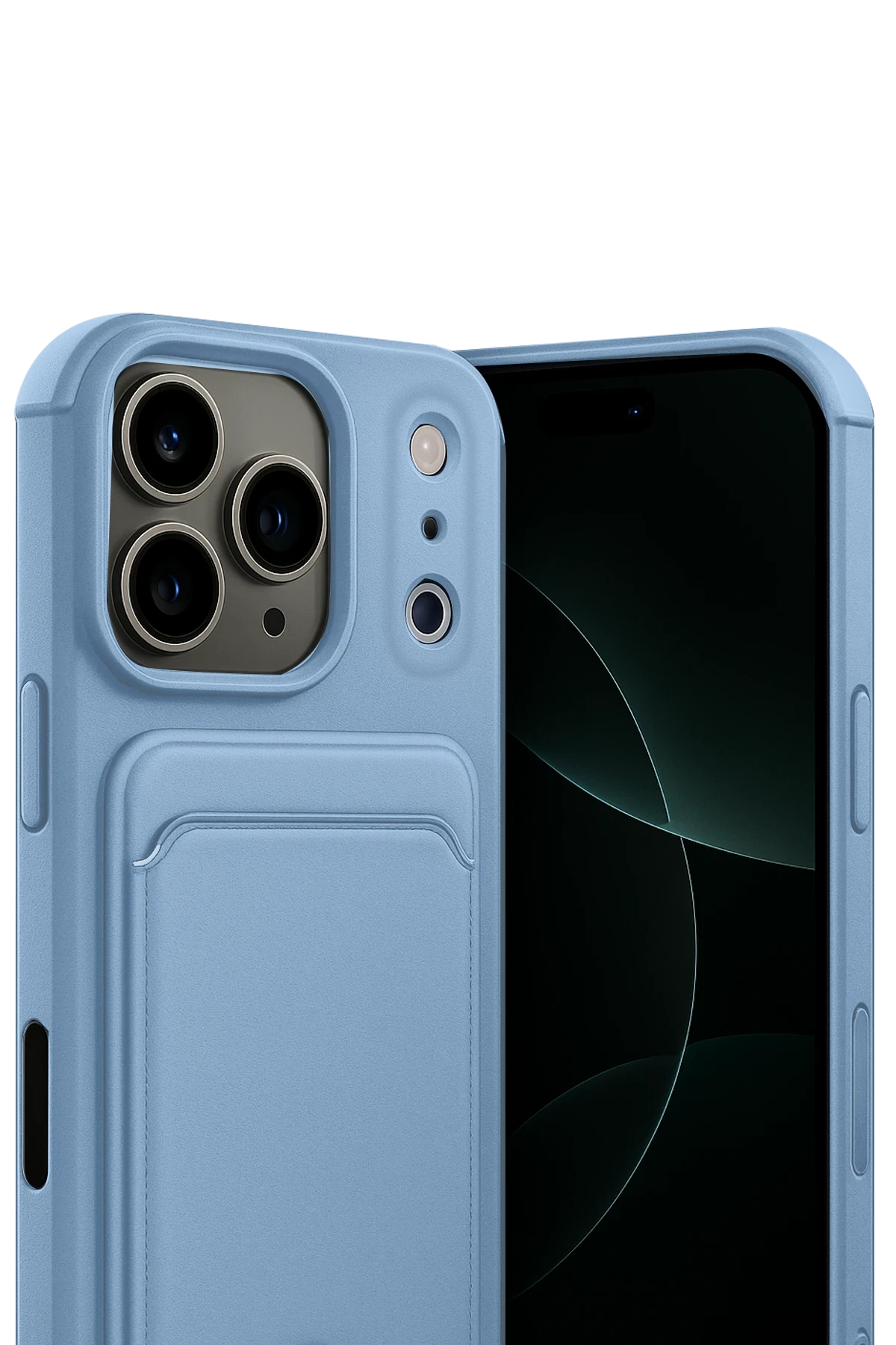 Newface Apple iPhone 17 Pro Kelvin Kartvizitli Silikon - Mavi